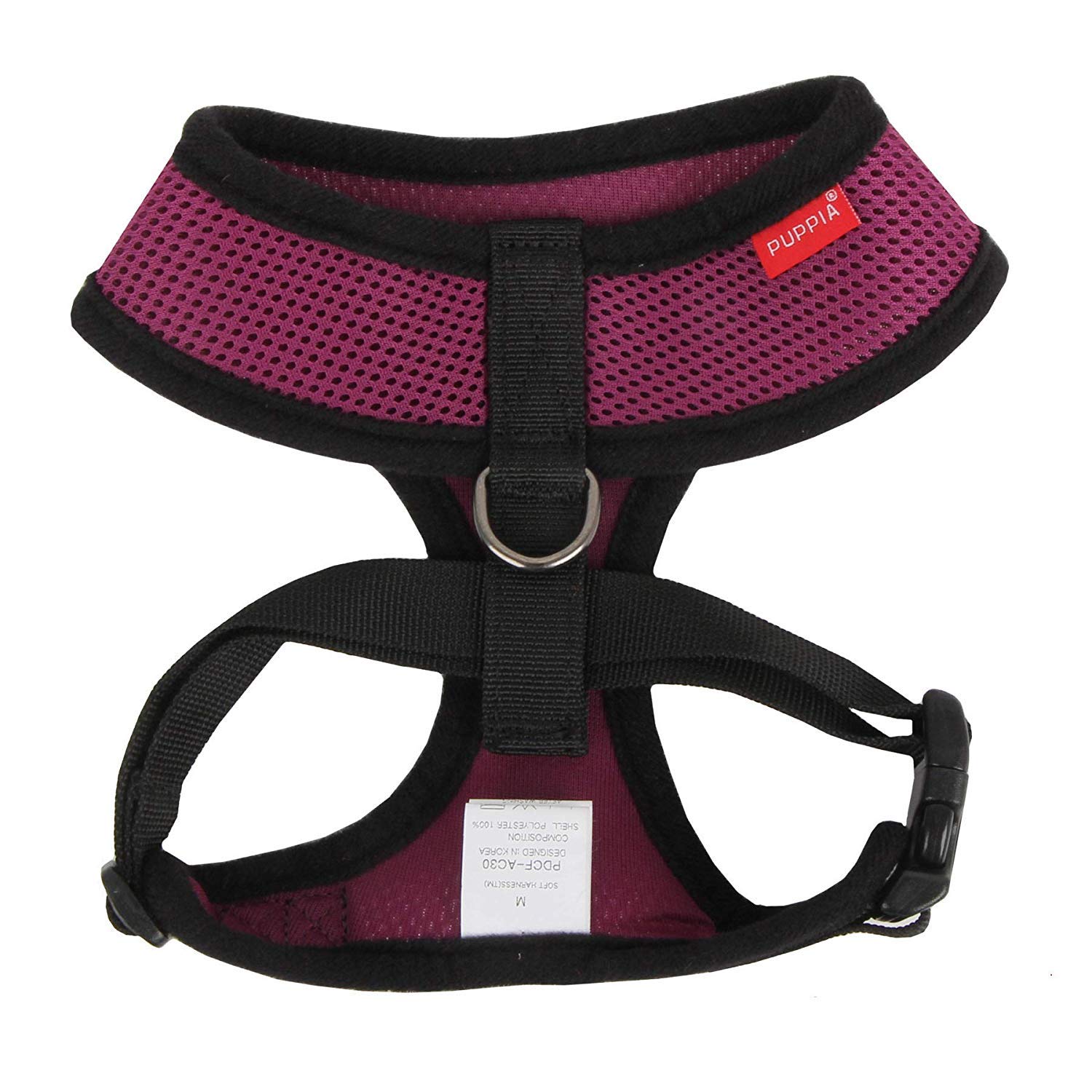 Puppia Soft Dog Harness No Choke Over-The-Head Triple Layered Breathable Mesh Adjustable Chest Belt And Quick-Release Buckle, Pu