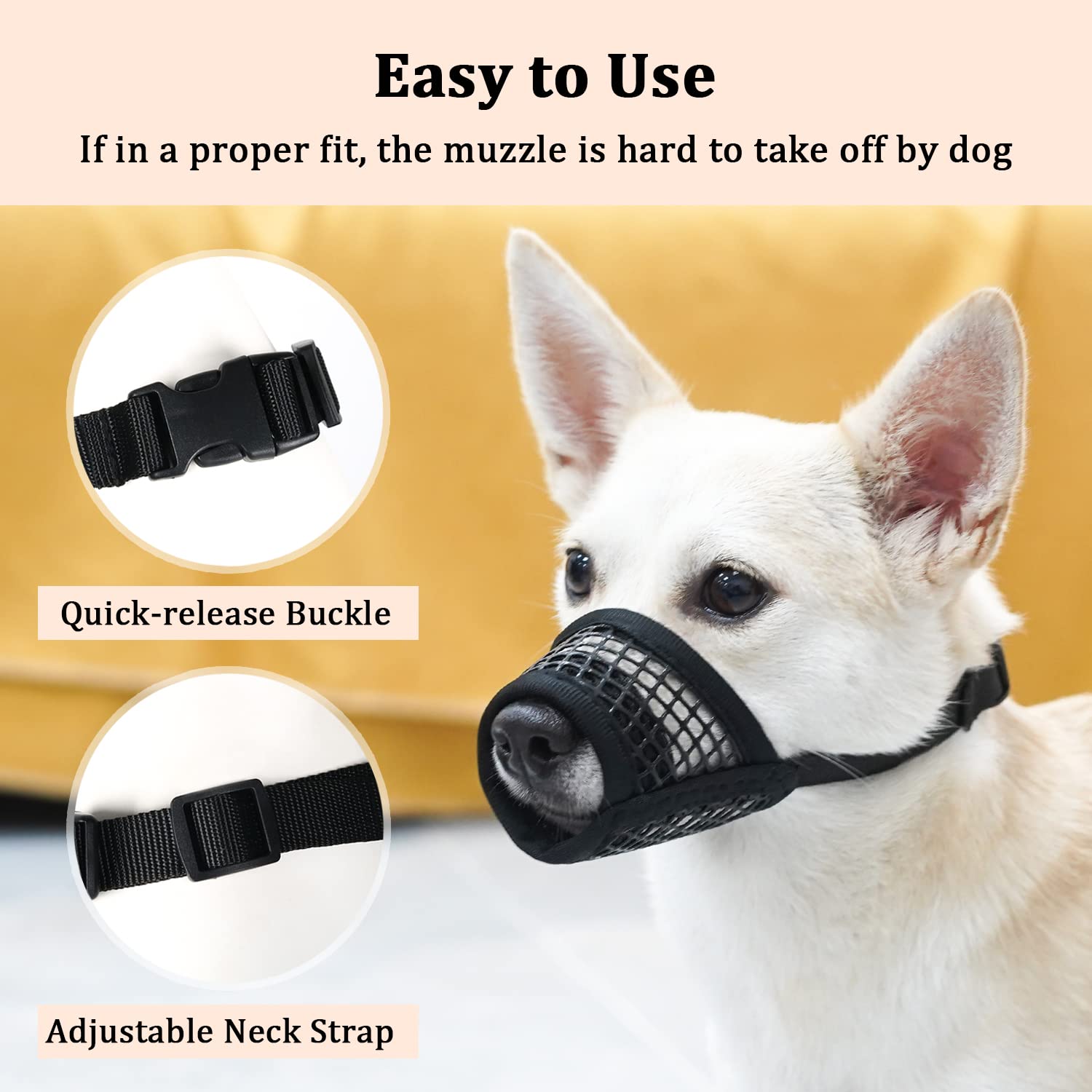 Mayerzon Dog Muzzle, Soft Mesh Muzzles For Small Medium Large Dogs Chihuahua Poodle Husky Labrador Retriever, Breathable Dog Mouth Guard For Biting Chewing Grooming, Allow Panting Drinking(Xl, Black)