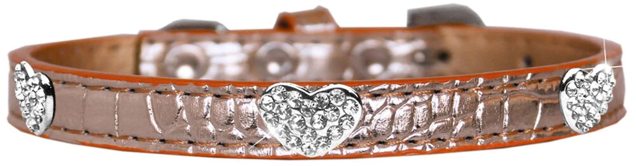 Dog, Puppy & Pet Designer Croc Collar, Crystal Heart Turquoise 20