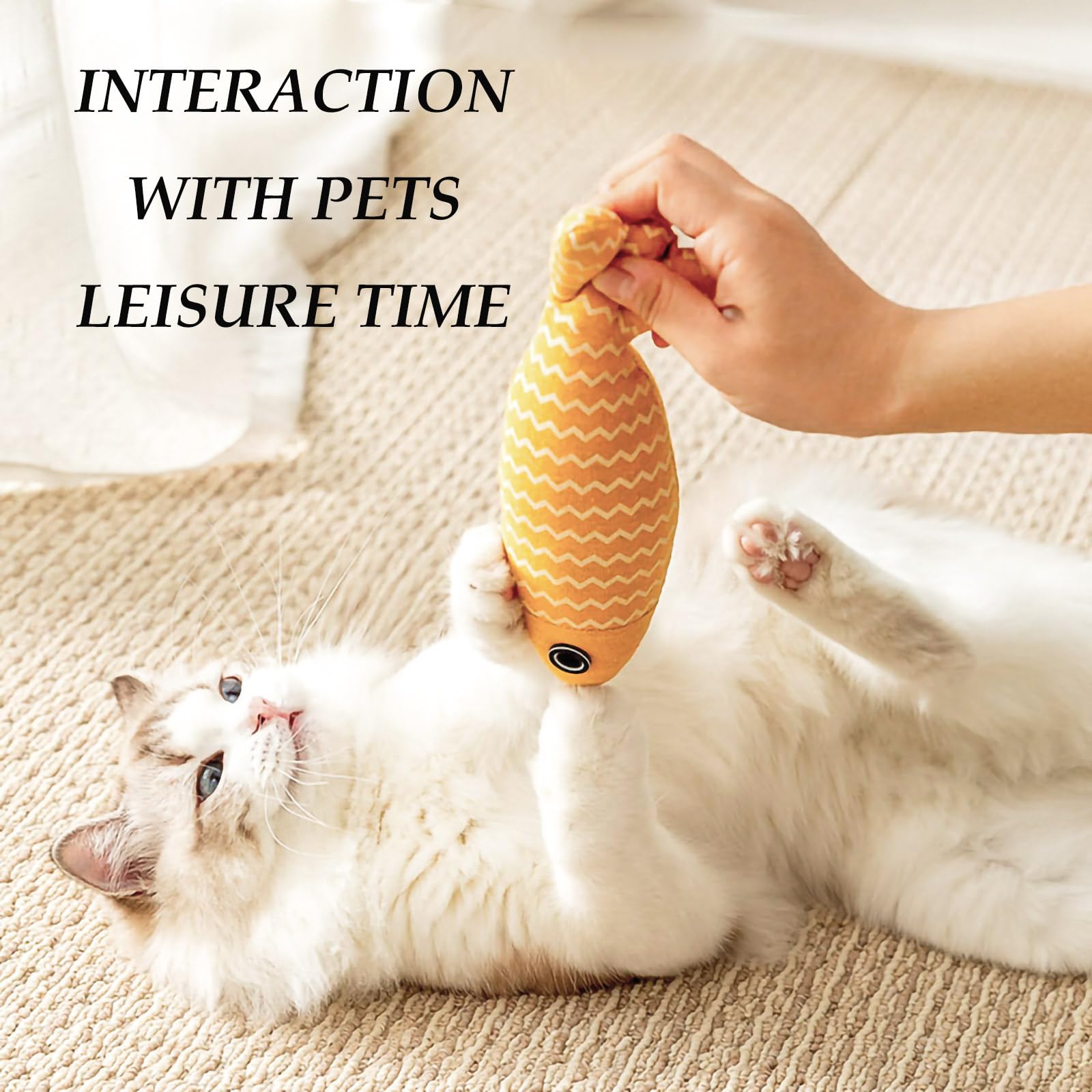 Grembeb Cat Toys For Indoor Cats 9Pcs Wavy Fish Toy Catnip Toys Cats Interactive Toys Kitten Dental Gifts Cat Kicker Grass Stick