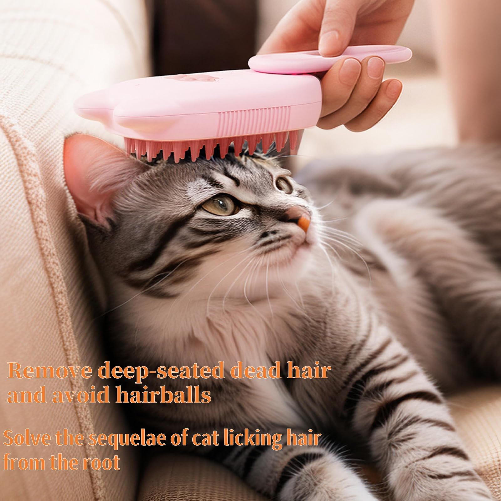 Cat Steam Brush, 3 In 1 Steamy Pet Brushes With Silicone Bristles, Steamy Brush For Shedding, Massage, Grooming, Cleaning, Pet H