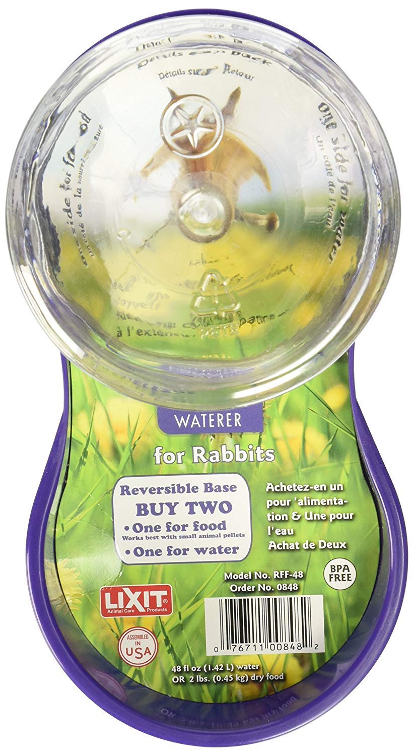 Lixit Reversible Waterer/Feeder for Rabbits and Other Small Animals. (Pack of 2)