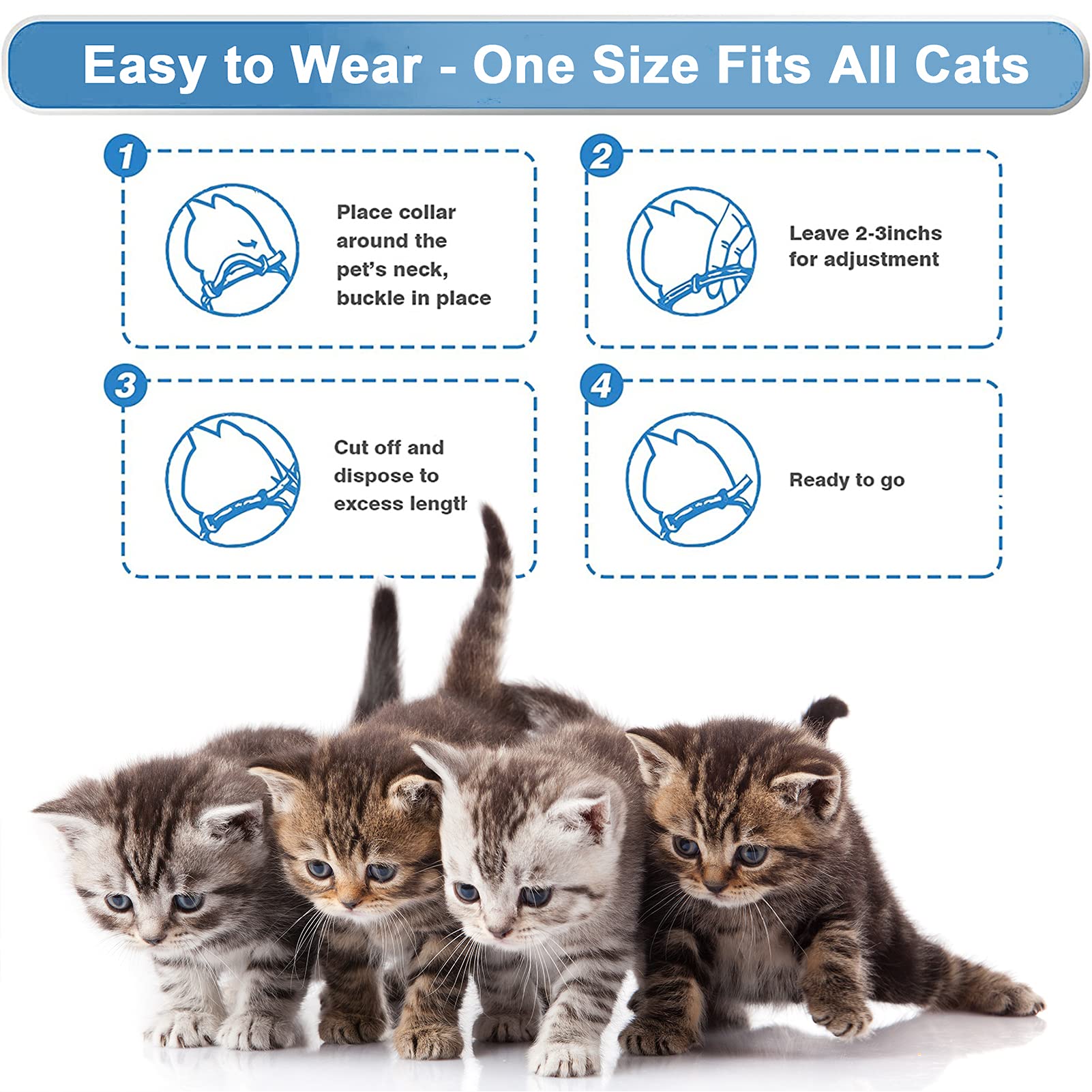 Wustentre 3 Pack Calming Collar for Cats, Cat Calming Collars, Cat Pheromones Calming Collar, Adjustable Cat Anxiety Collar for