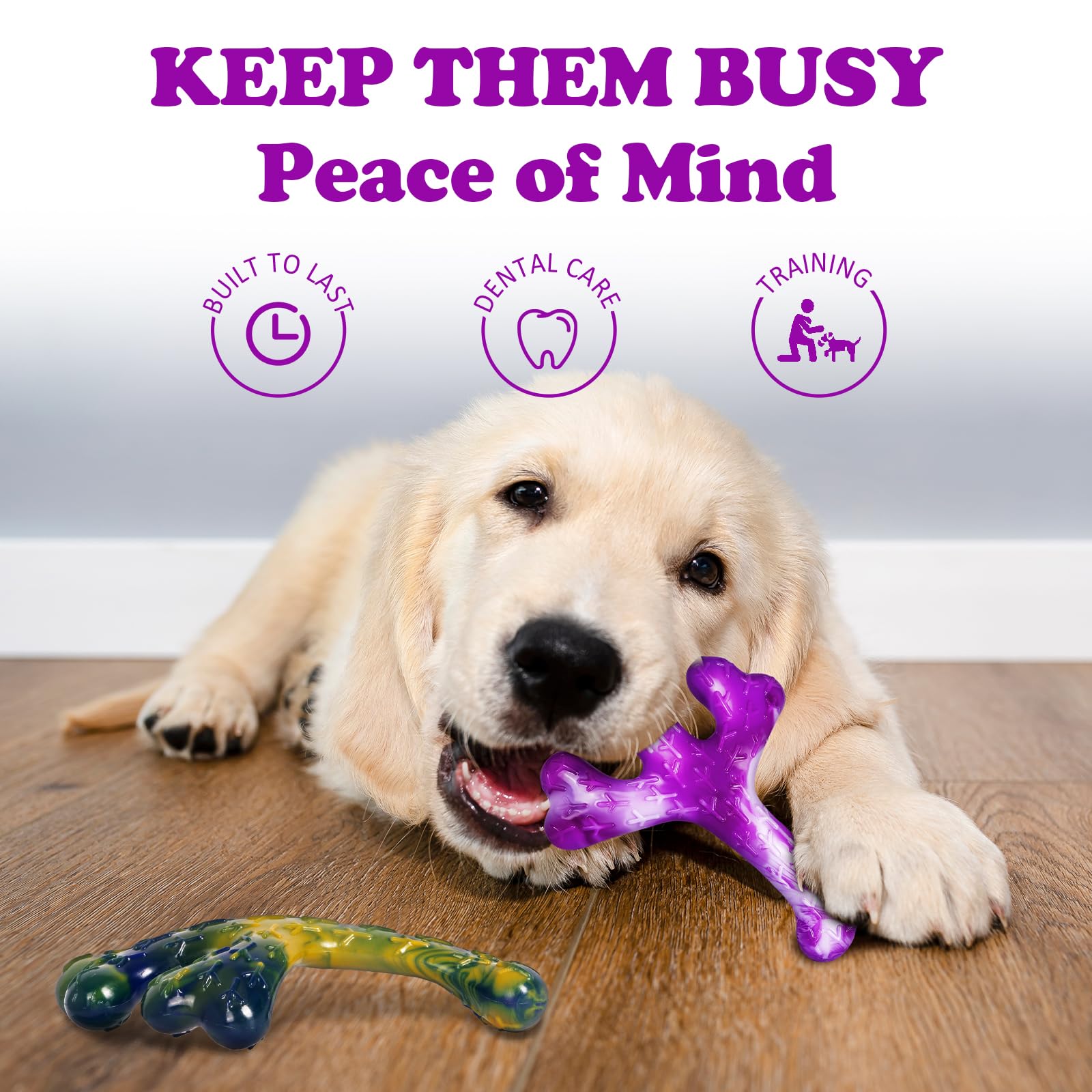 Frienhund Dog Toys For Aggressive Chewers, 2 Pack Tough Dogs Chew Toys Aggressive Chewers Beef Bacon Flavor, Indestructible Dog