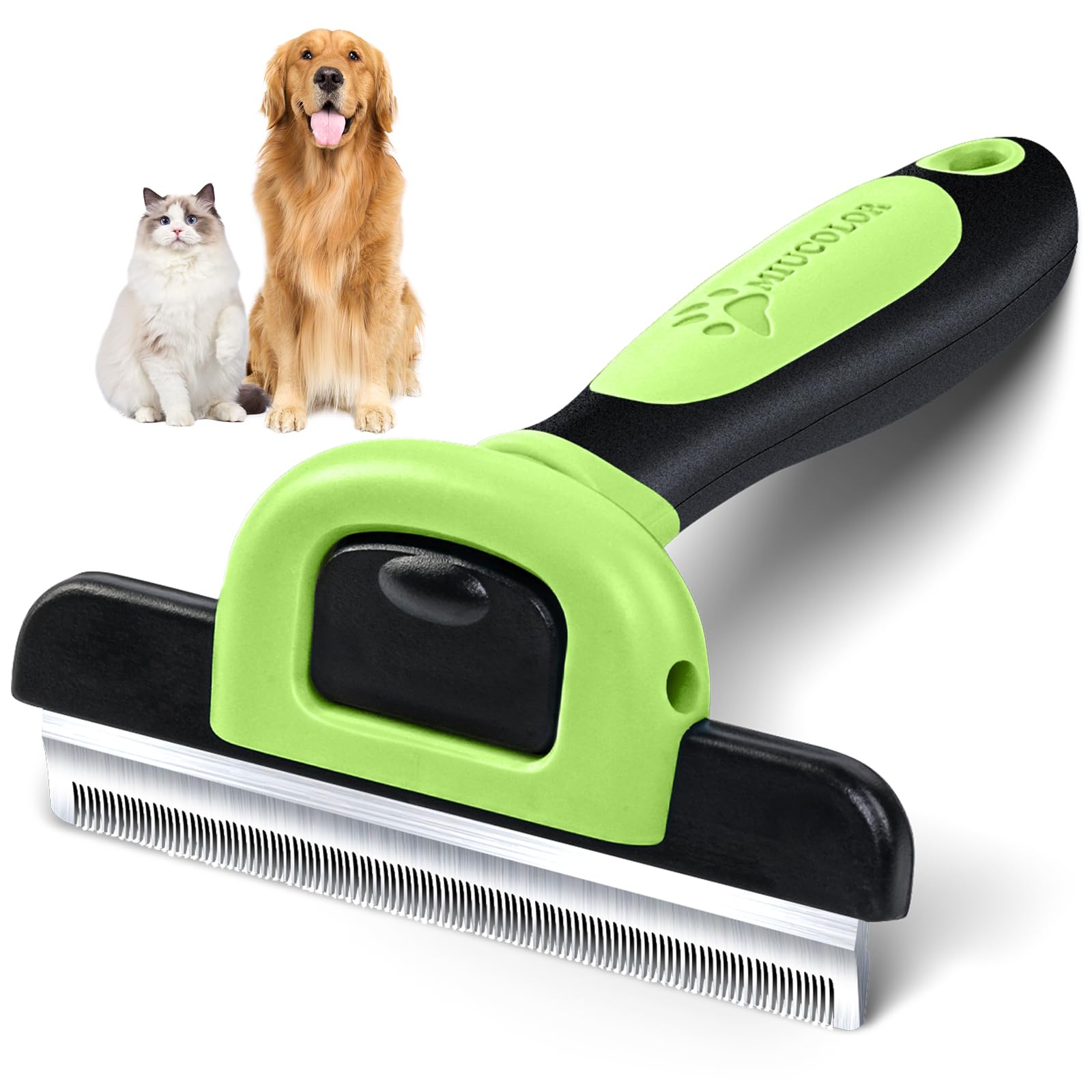 Miu Color Pet Grooming Brush, Deshedding Tool For Dogs & Cats, Effectively Reduces Shedding By Up To 95% For Short Medium And Long Pet Hair,Apple Green