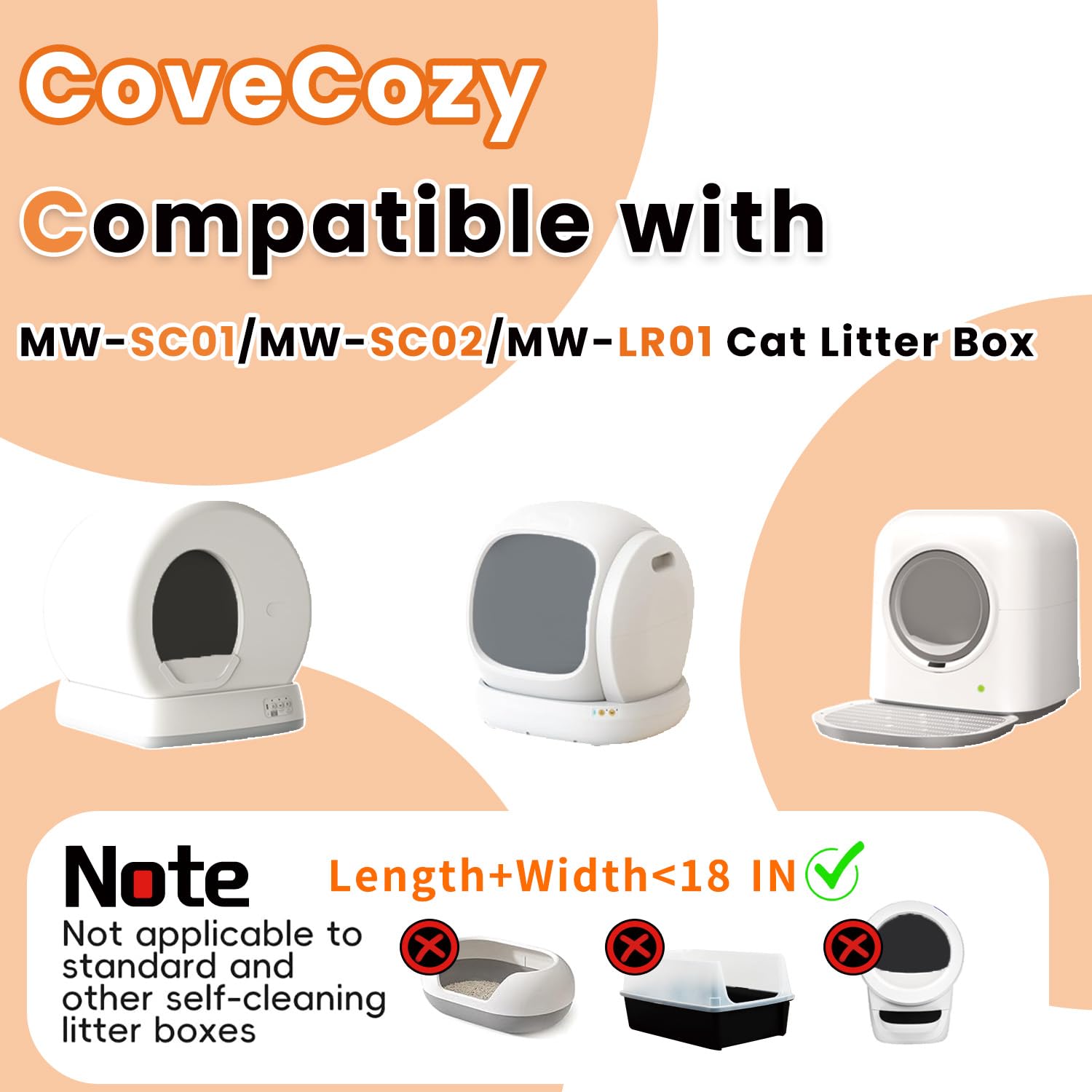 CoveCozy 120 Count White Litter Bags for MW-SC01/MW-SC02/MW-LR01 Cat Litter Box - Waste Receptacles for Easy Cleanup