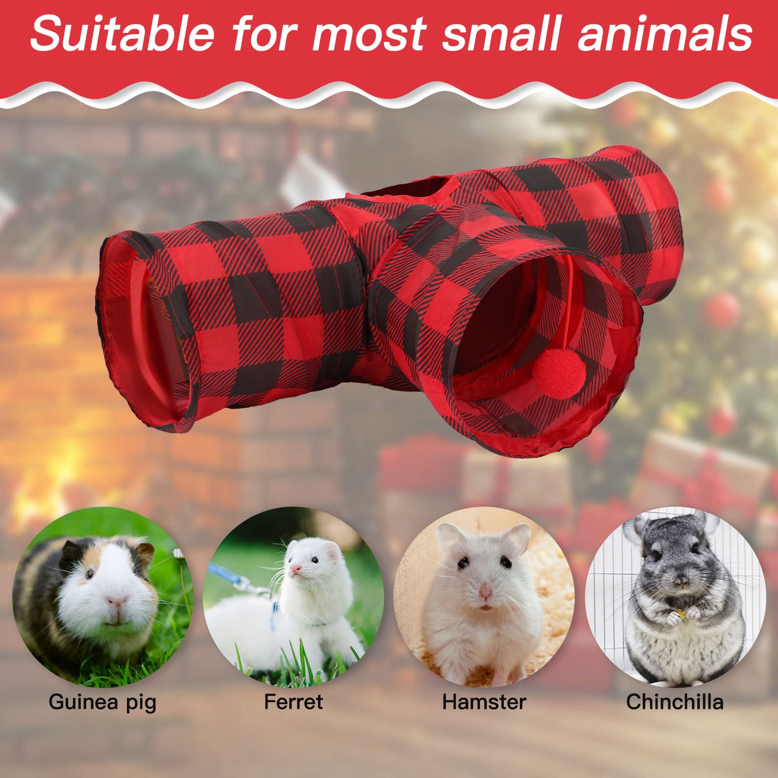 Rypet Guinea Pig Tunnels & Tubes Collapsible 3 Way Small Animals Hideaway Activity Tunnel Toys For Guinea Pig Chinchilla Ferret