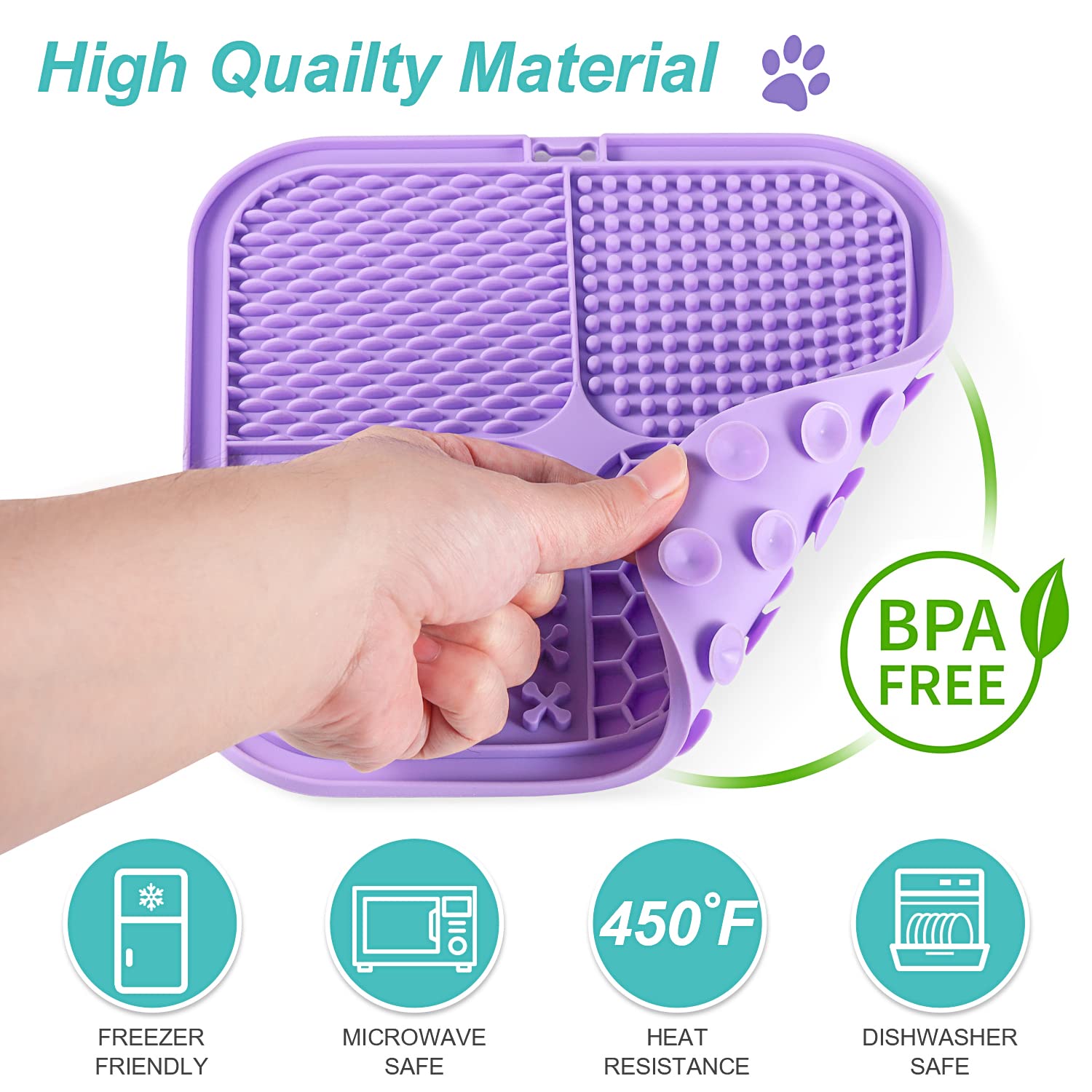 LUKITO 3PCS Licking Mat for Dogs & Cats with Suction Cups, Dog Peanut Butter Lick Pads for Anxiety Relief & Boredom Reducer, Slo