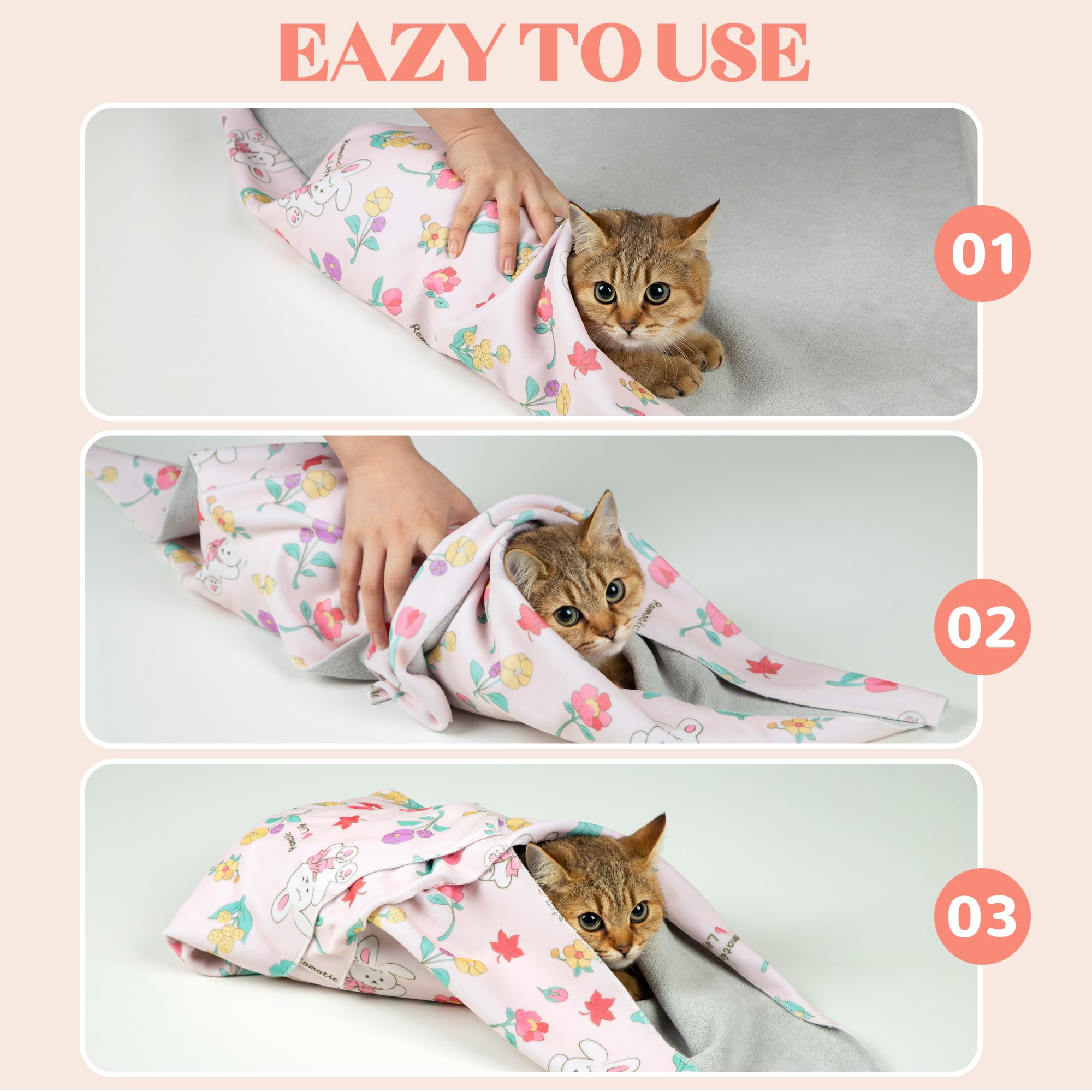 Poochies Sprouts Cat Grooming Wrap, Anti-Escape Cat Wrap For Grooming, Not Easy To Break Free, Self-Adhesive Cat Swaddle Wrap Fo
