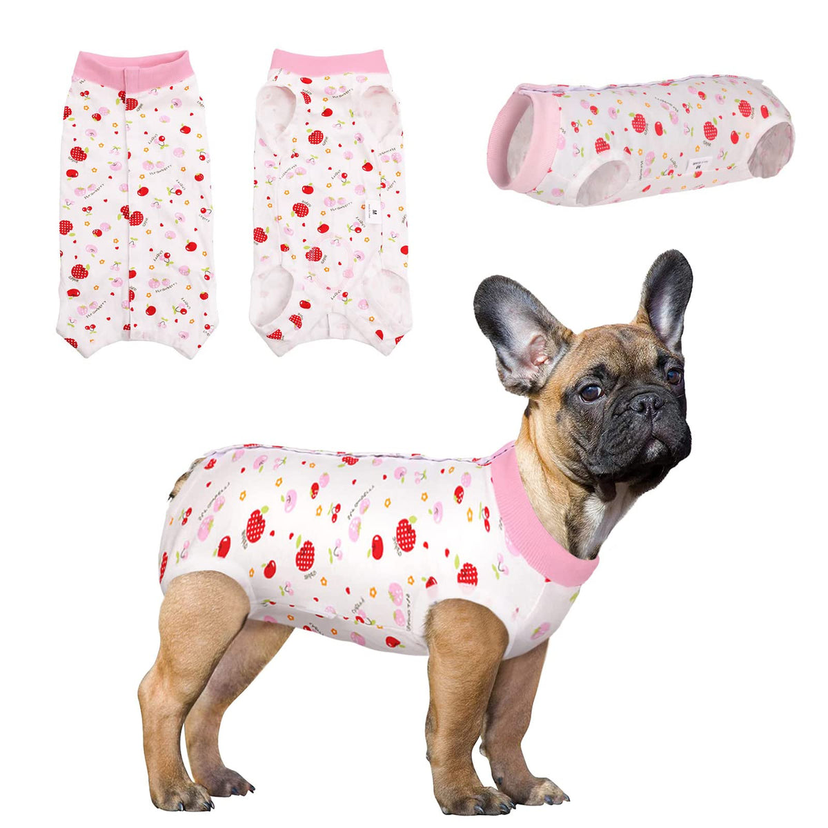 Sawmong Dog Recovery Suit, Recovery Suit For Dogs After Surgery, Dog Spay Surgical Suit For Female Dogs, Dog Onesie Body Suit For Surgery Male Substitute Dog E-Collar Cone, Cherry Pink, Xx-Large