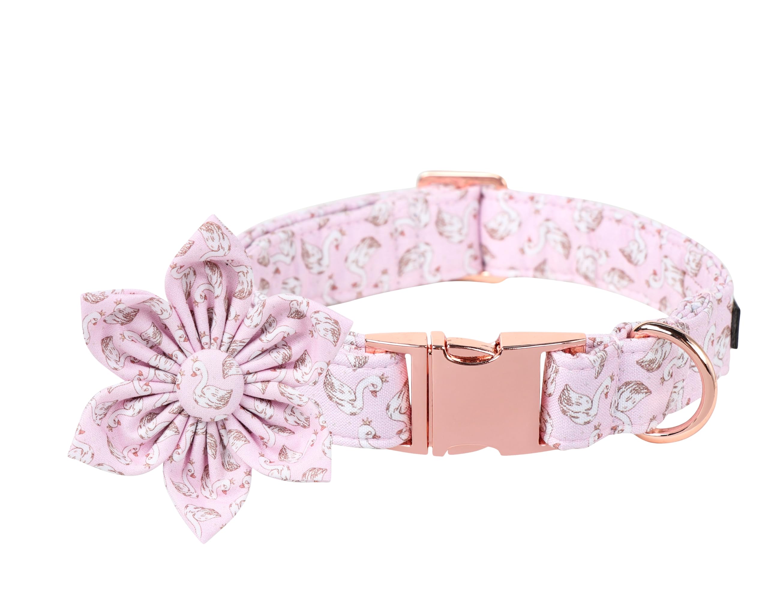 Lionet Paws Design Dogs Collar Cute Pink Flower Dog Collars For Girl Female Medium Large Dogs With Swan Xl