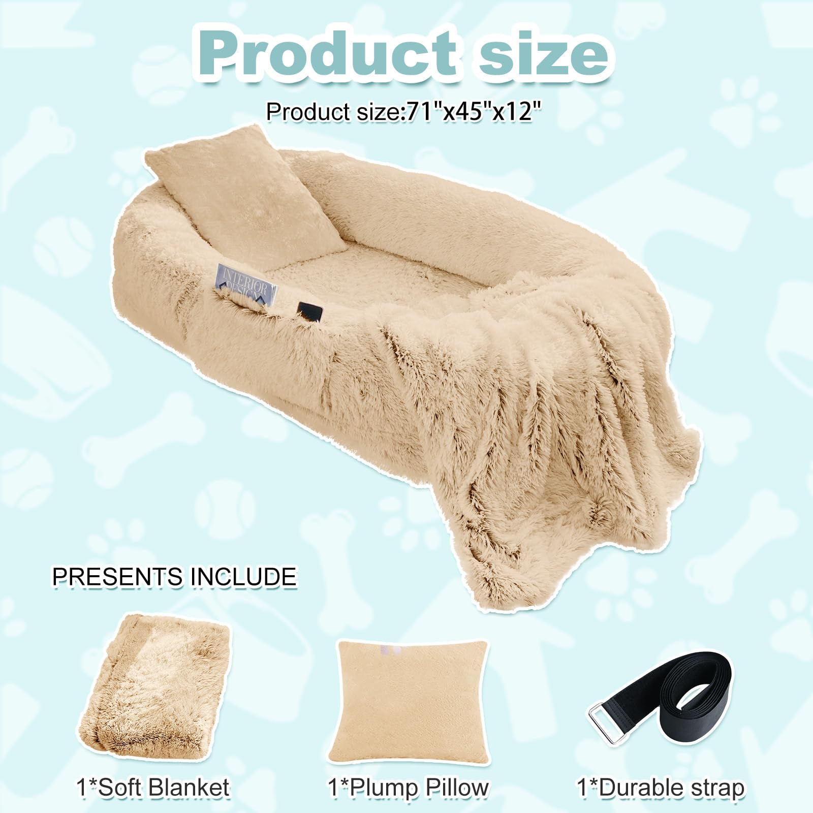 Yaem Human Dog Bed For Adult, Kids And Pets - 71''X45''X12'' Washable Faux Fur People Dog Beds For Humans, Orthopedic Human Size