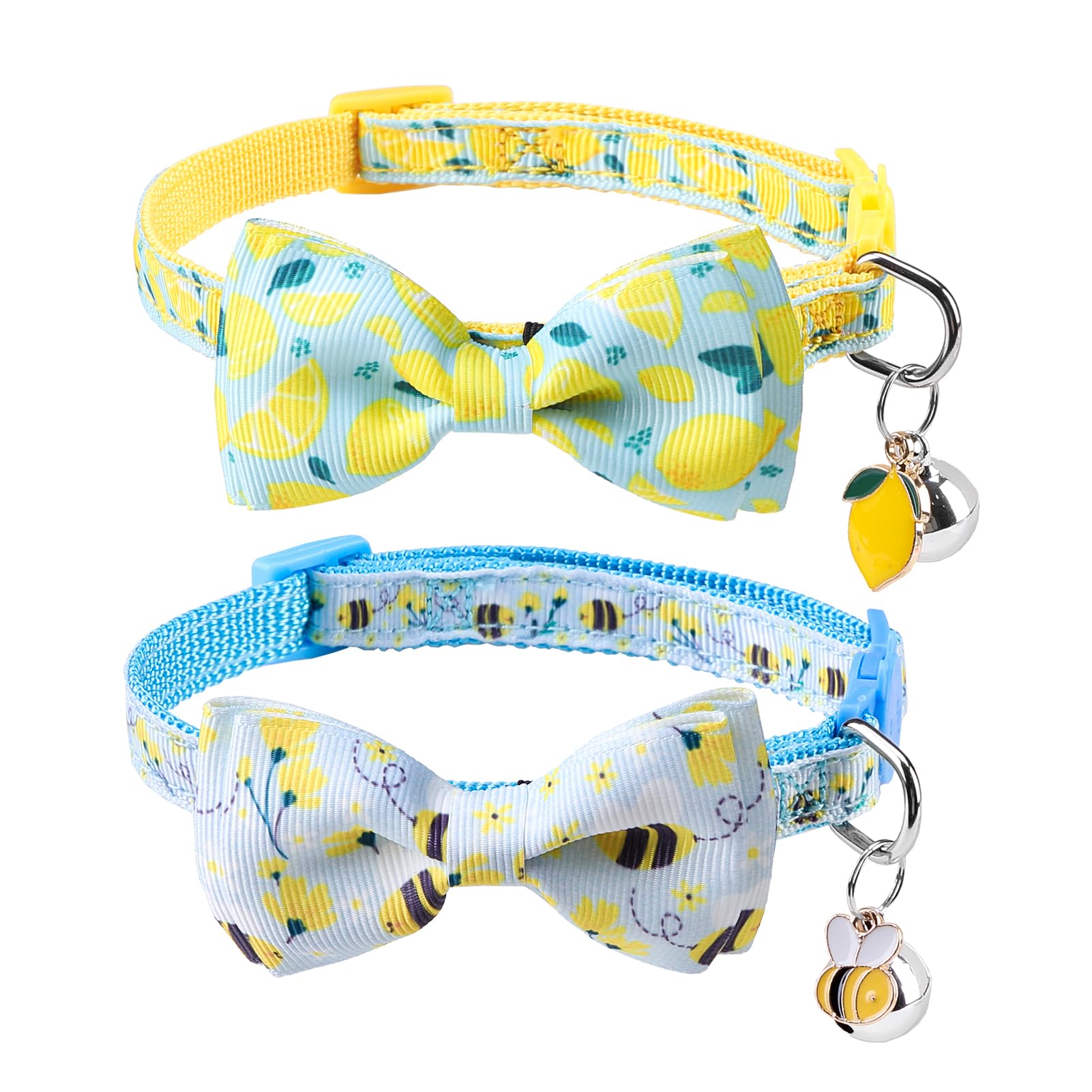 Scenereal Breakaway Cat Collar With Bell, 2 Pack Safety Adjustable Cat Collars With Pendant, Personalised Puppy Kitten Collar Wi