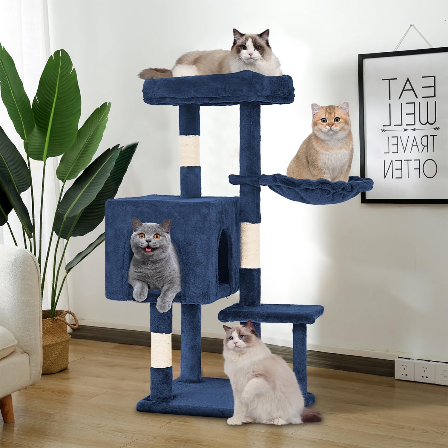 FDW 37.8 inch Cat Tree Cat Tower for Indoor Cats with Scratching Posts,Multi-Level Cat Furniture Activity Center Stand House Cat