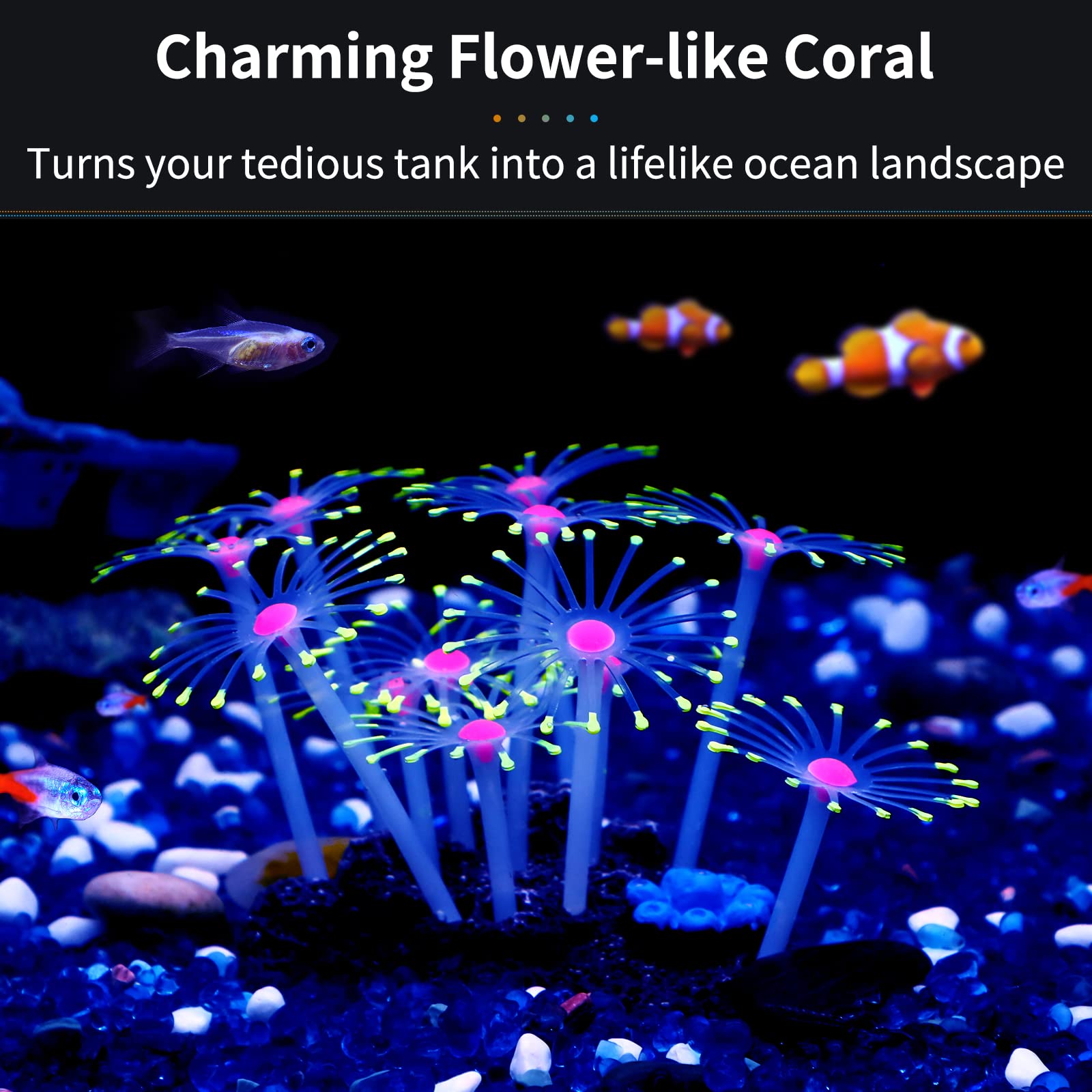 Uniclife Glowing Effect Artificial Coral Plant For Fish Tank, Decorative Aquarium Ornament (Yellow)