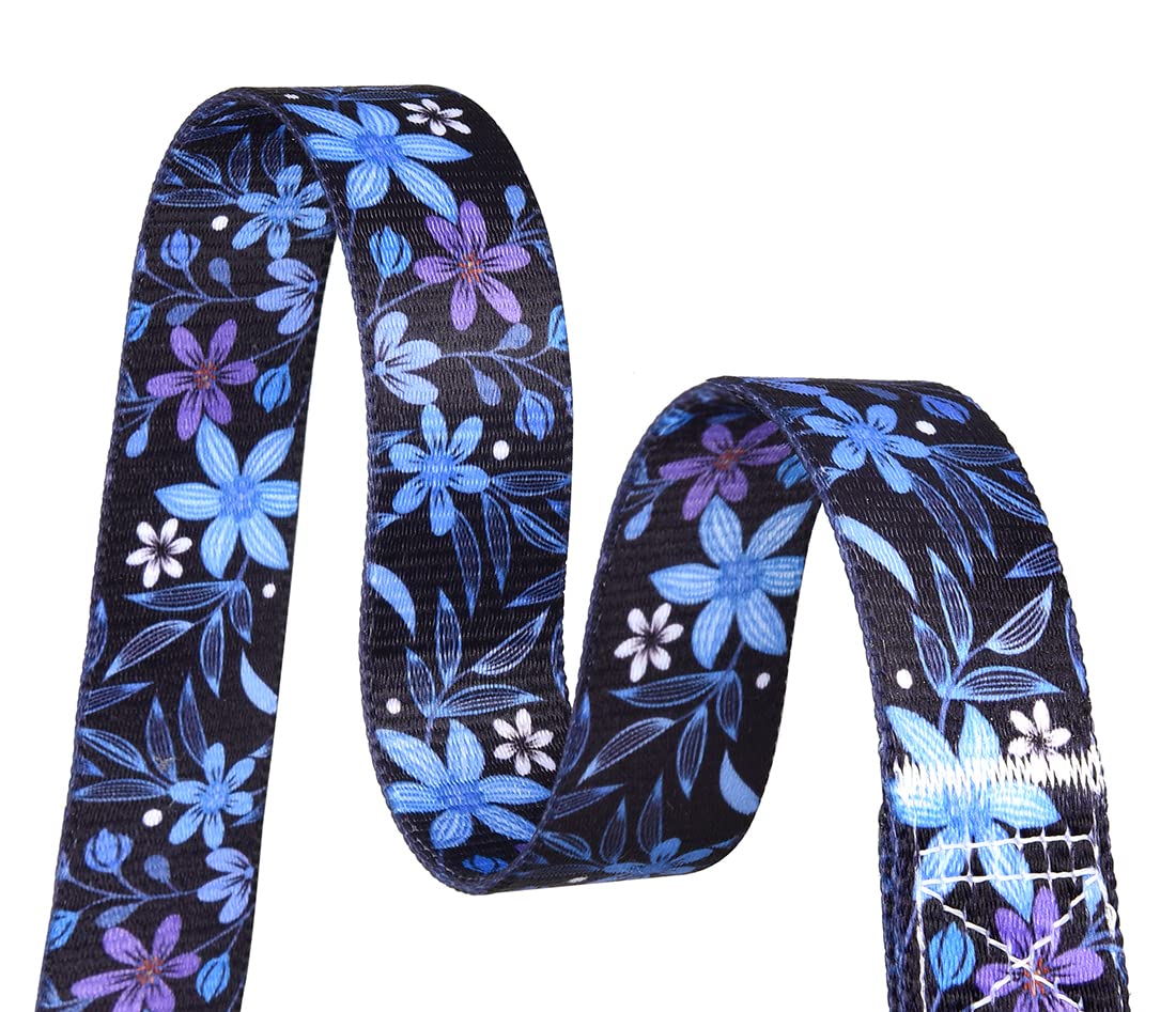 Hqyddmi Dog Collars With Floral Print, Soft Comfortable Adjustable Collars For Small Medium Large Dogs, Floral Pattern For Girl Boy Dogs(Blue Floral,L)
