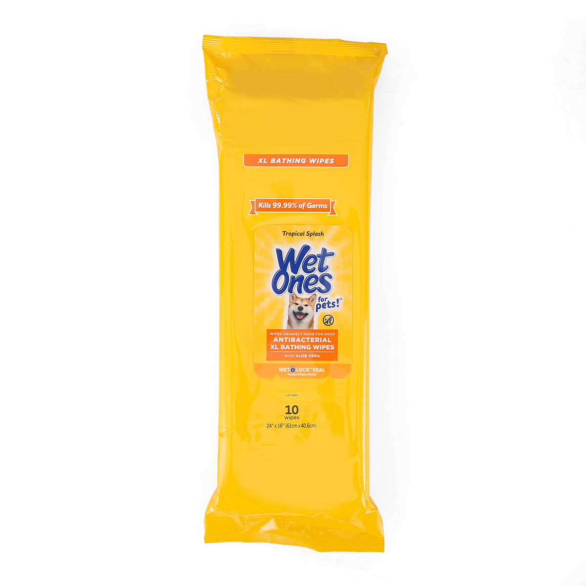 Wet Ones For Pets Multipurpose Xl Disposable Pet Bathing Wipes, 10Ct, Tropical Splash Scent | Dog Cleaning Wipes, Extra Large Disposable Dog Wipes, Scented Dog Wipes