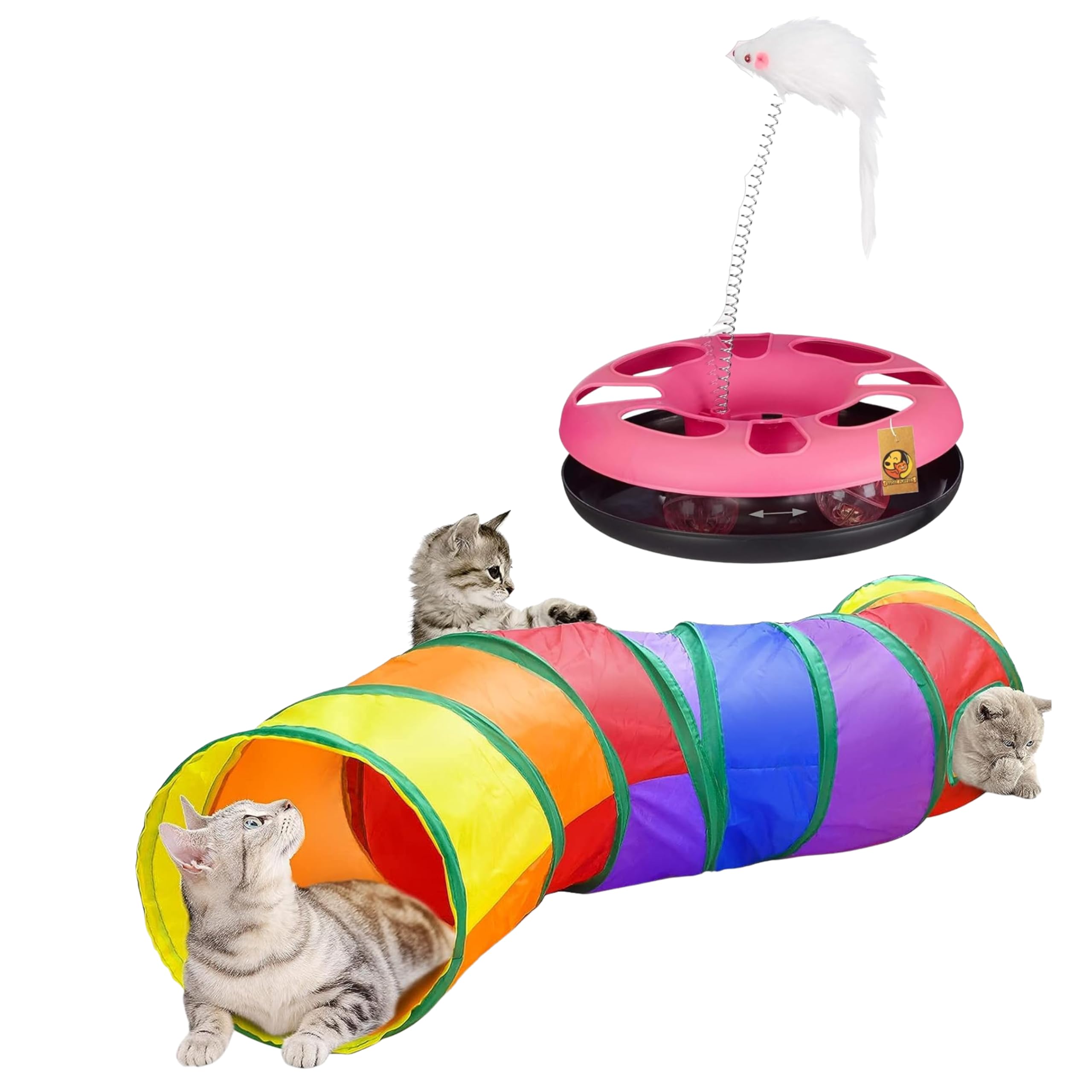 Foodie Puppies Slither Cat Tunnel And Cat Happy Circle Toy Combo For Cat And Kittens  | Slither Cat Tunnel Tube Collapsible Pla