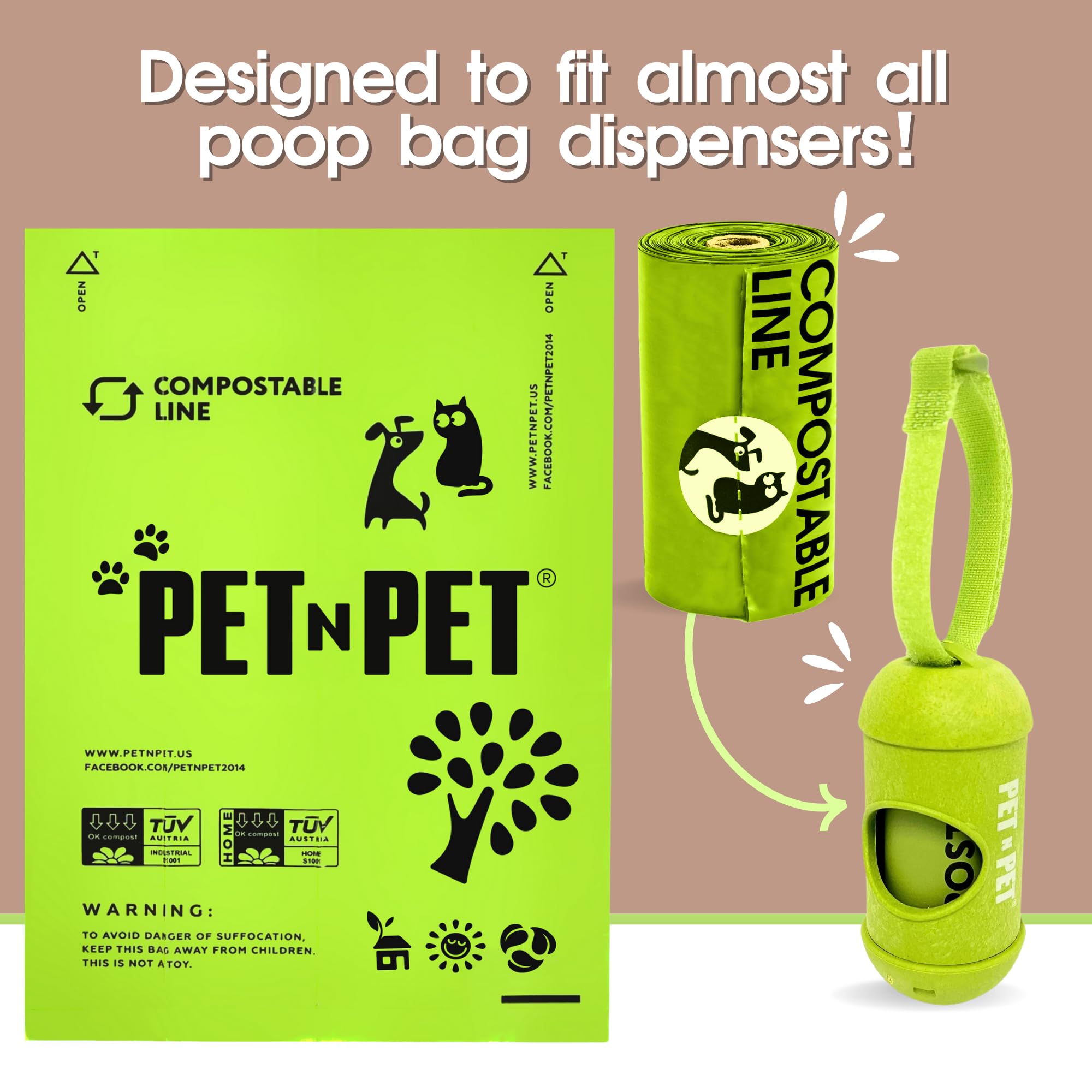 Pet N Pet Poop Bags For Dogs, 240 Counts Compostable Dog Poop Bags Rolls, Dog Bags For Poop, Thick Dog Poop Bag Rolls, Doggy Poop Bags, 100% Leak-Proof Easy To Use Pet Poop Bags
