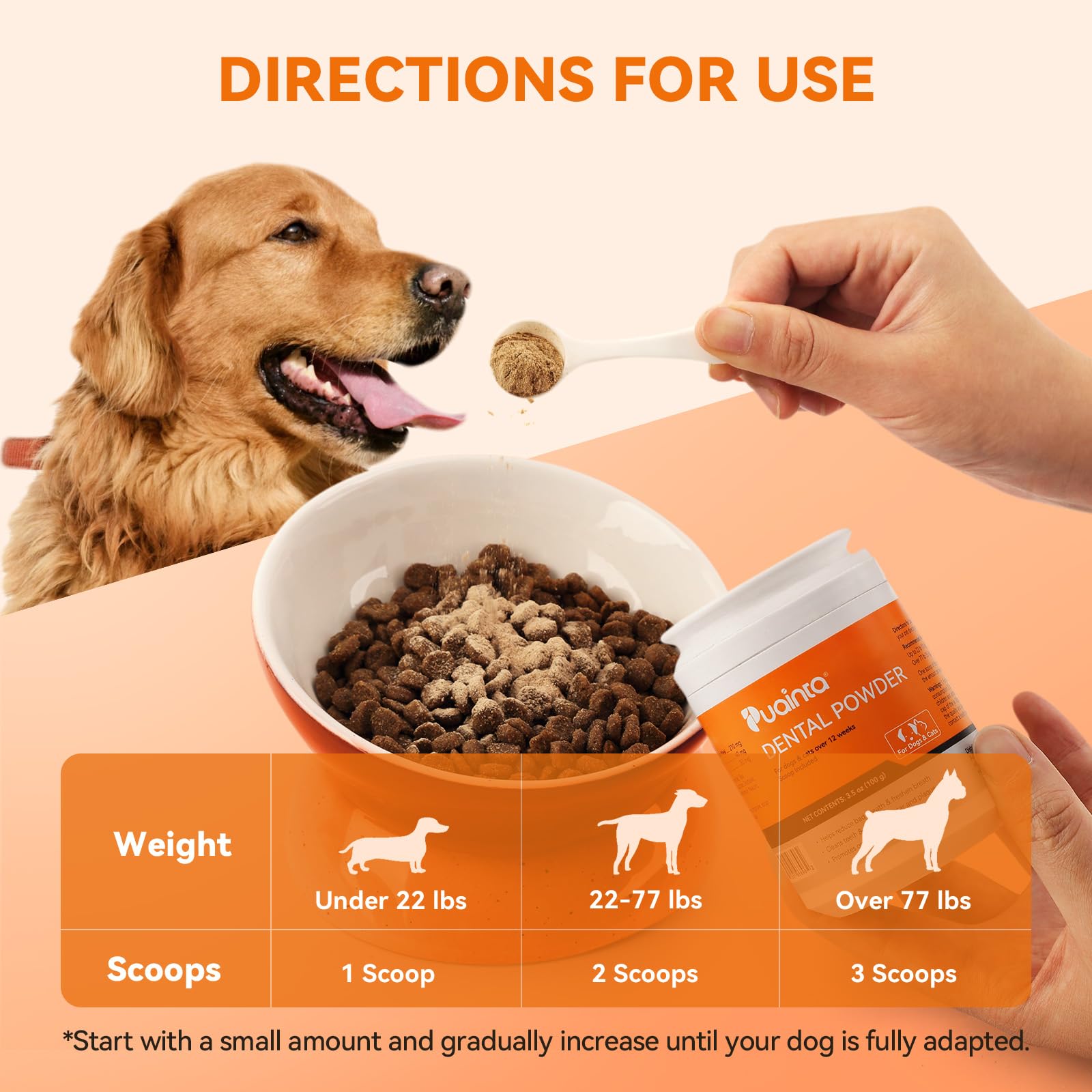 PUAINTA Dog Dental Powder, Dog Teeth Cleaning Powder for Teeth Cleaning Breath Freshener, Dental Care Plaque Off Tartar Remover