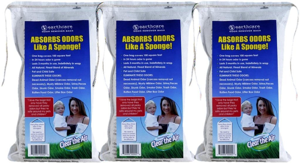 Earth Care Odor Removing Bag Stinky Smells Pet Odor Etc (3 Pack)