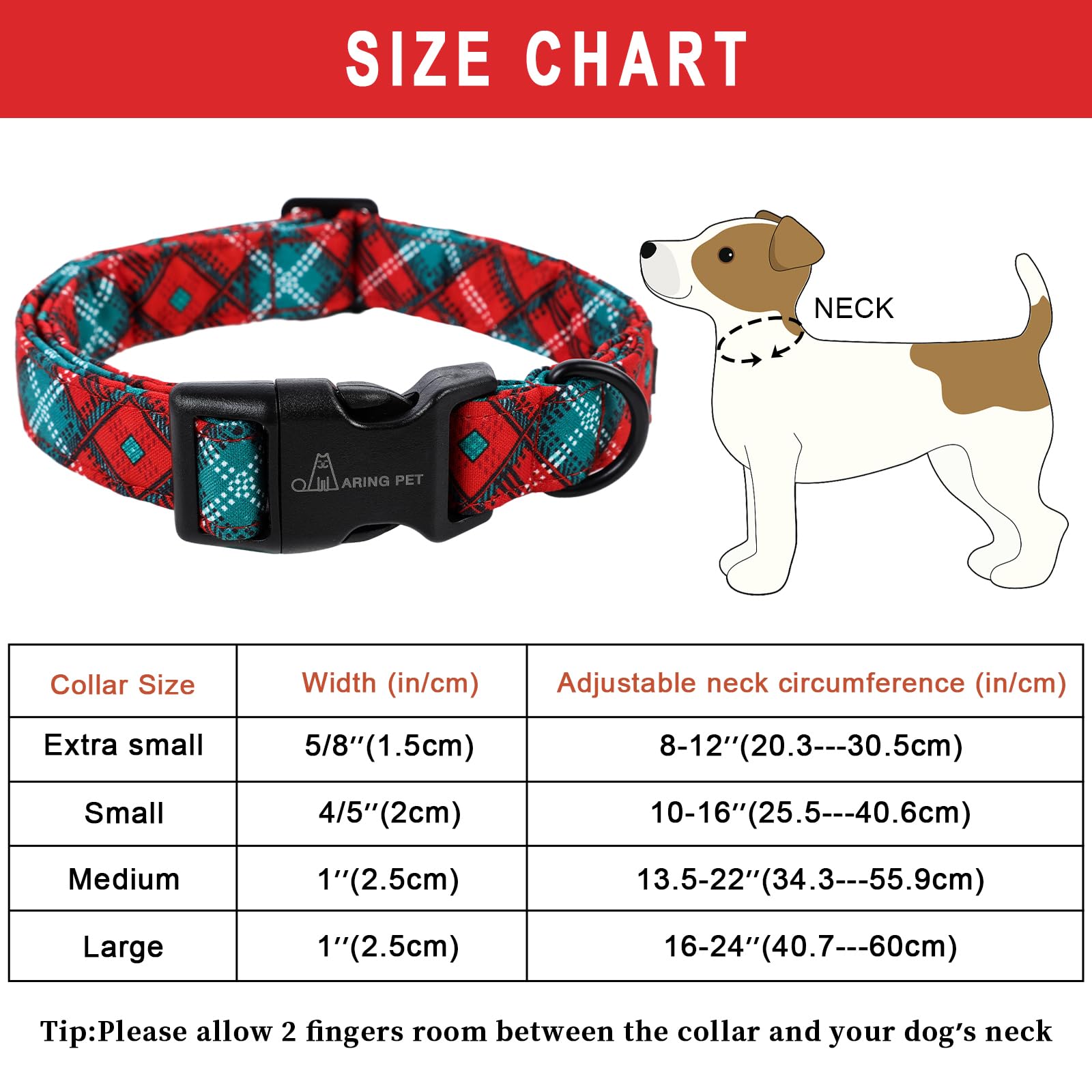 Aring Pet Christmas Dog Collar-Cotton Lightweight Red Green Plaid Dog Collars, Adjustable Christmas Pet Collar Puppy Collars Wit