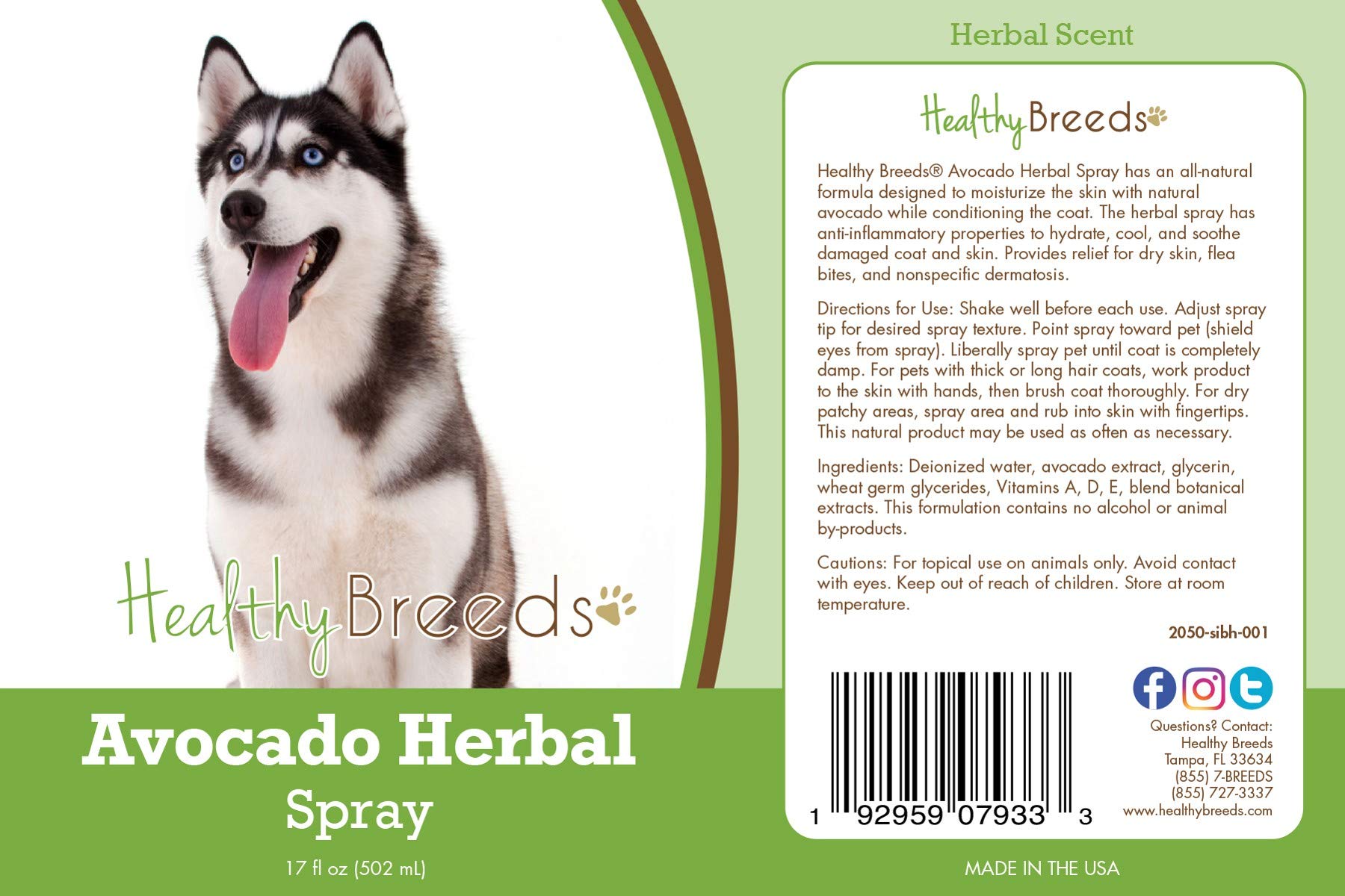 Healthy Breeds Siberian Husky Avocado Herbal Spray 17 Oz