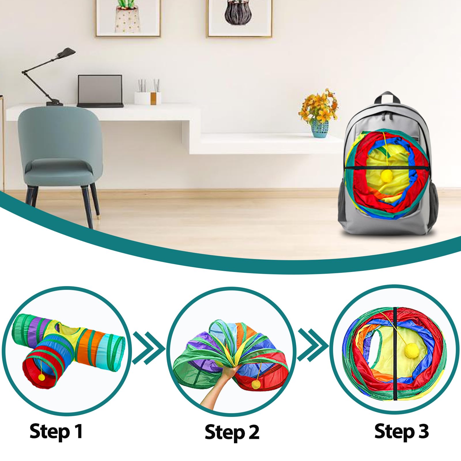 Mechpia Rabbit Toys, Bunny Tunnels and Tubes with Chew Toys for Grinding Teeth Apple Sticks Bamboo Carrot Loofah and Grass Ball