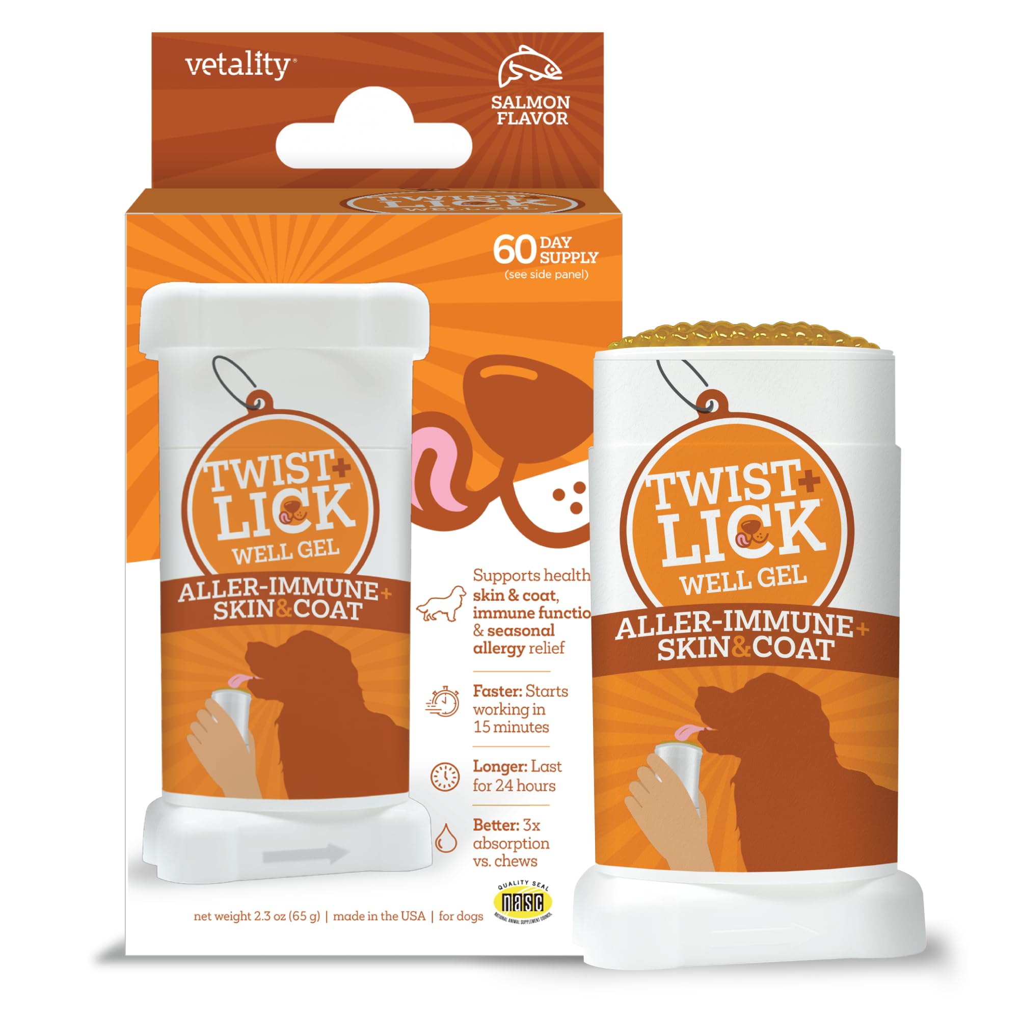 Twist and Lick Vetality Well Gels Aller-Immunne Supplement for Dogs, 60 Day Supply