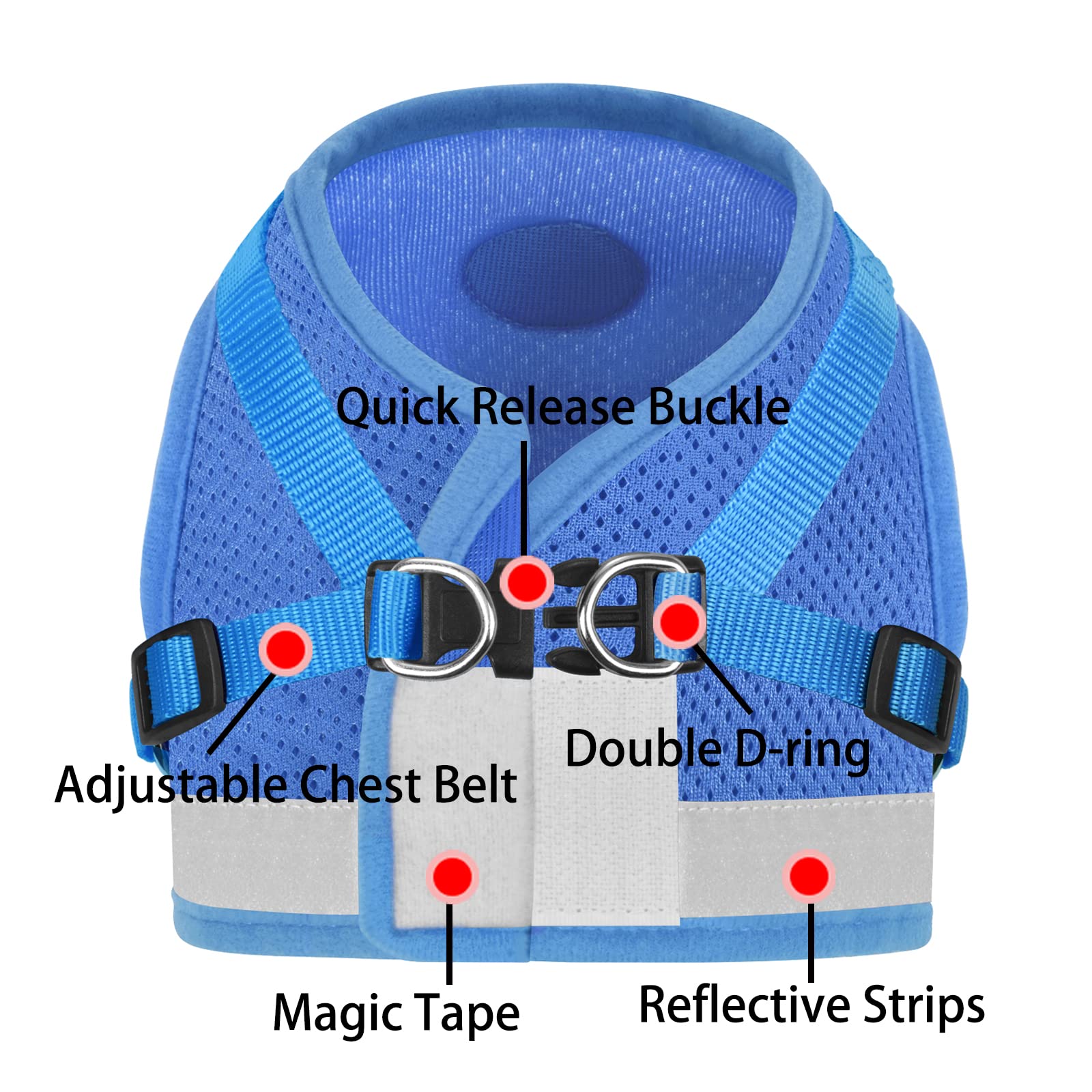 Cat Harnesses And Puppy Harness With Leashes Set, Escape Proof Cat Harness, Adjustable Reflective Soft Mesh Vest Fit Puppy Kitten Rabbit Ferrets'S Outdoor Harness