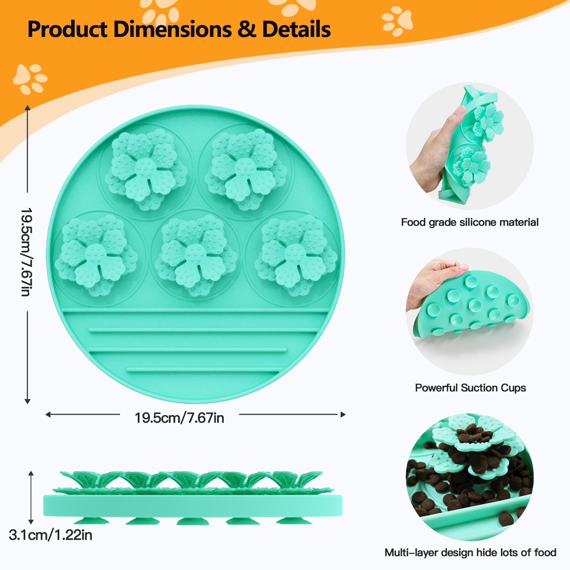 Awinner Slow Feeder Dog Bowl Make Mealtime Fun And Healthy With - Reduce Overeating And Aid Digestion Cat Lick Mat (Cyan)