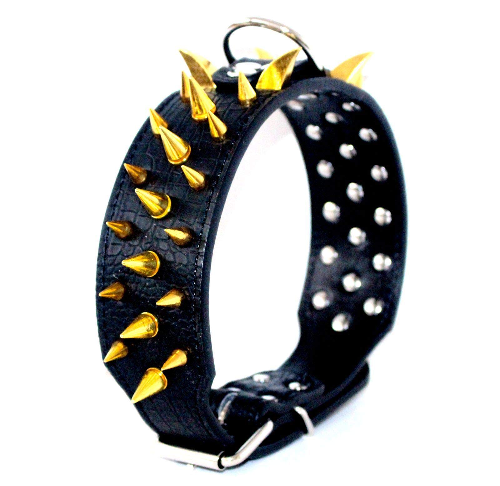 Serijoars Spiked Studded Dog Collar, Pu Leather Dog Collar, Adjustable Pet Collars For Medium Or Large Breed Pet (L, Black4)