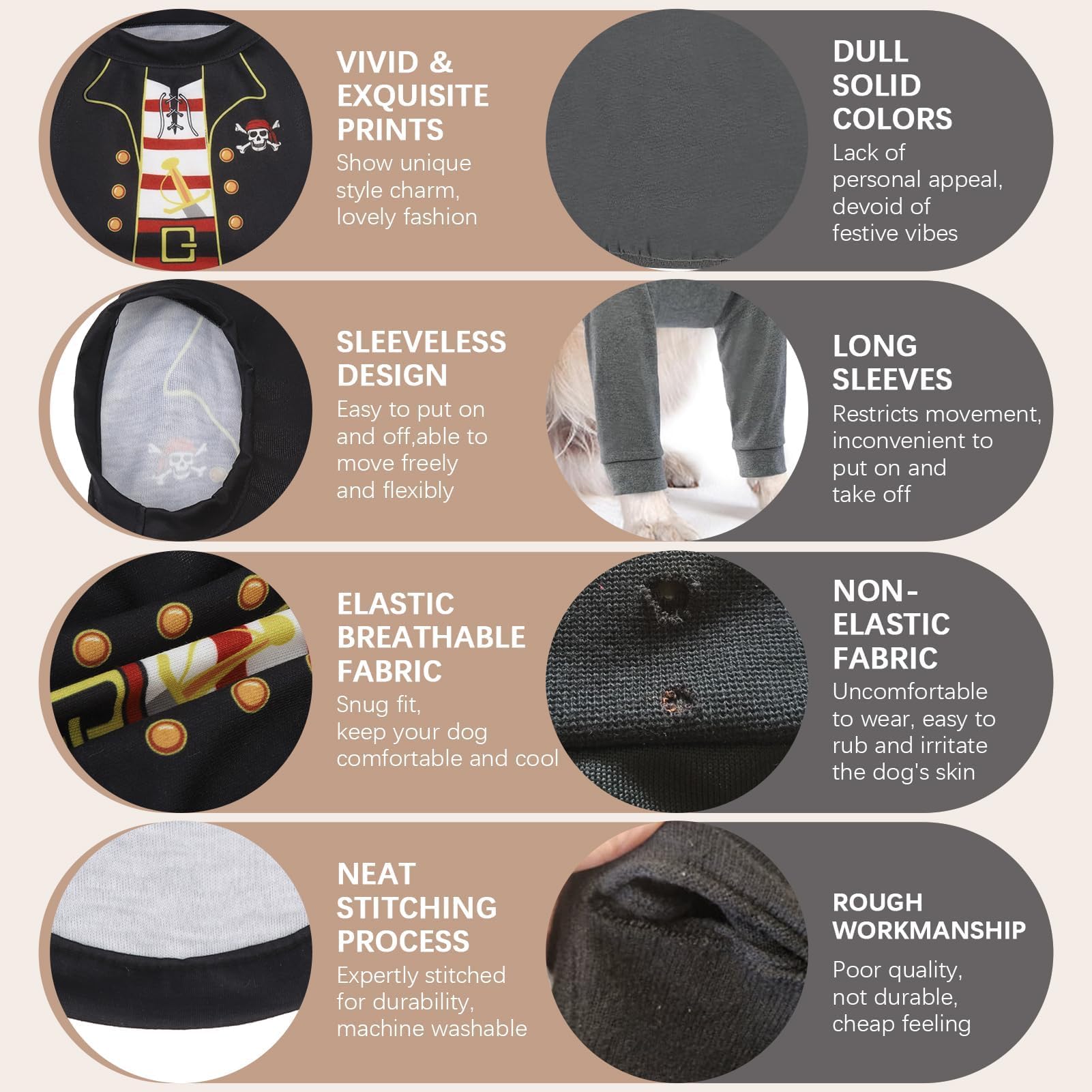 Bingpet Pirate Dog Costume Shirt - Lightweight Sleeveless Tank Top, Soft Breathable Sweatshirt(Chest Girth 16In)