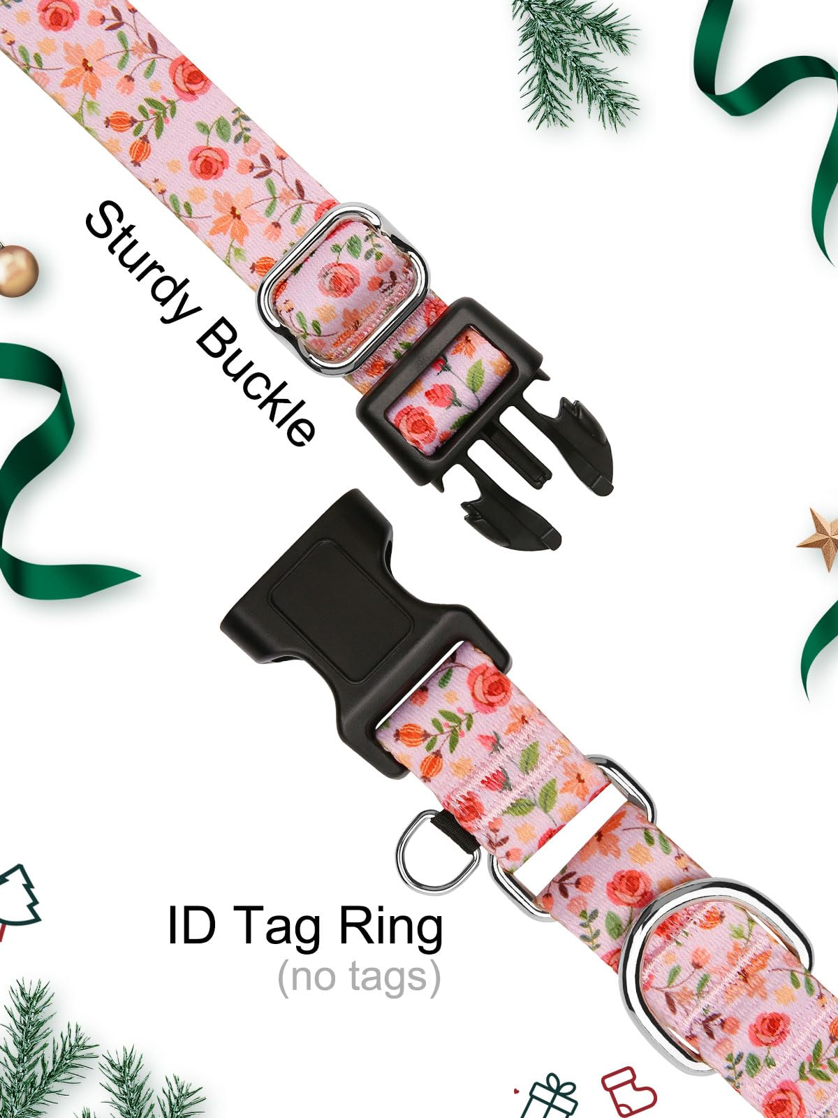 Joocpup Martingale Dog Collar With Tag Ring - Adjustable Soft Nylon No-Slip Design For Small, Medium & Large Dogs, Creamy Natura