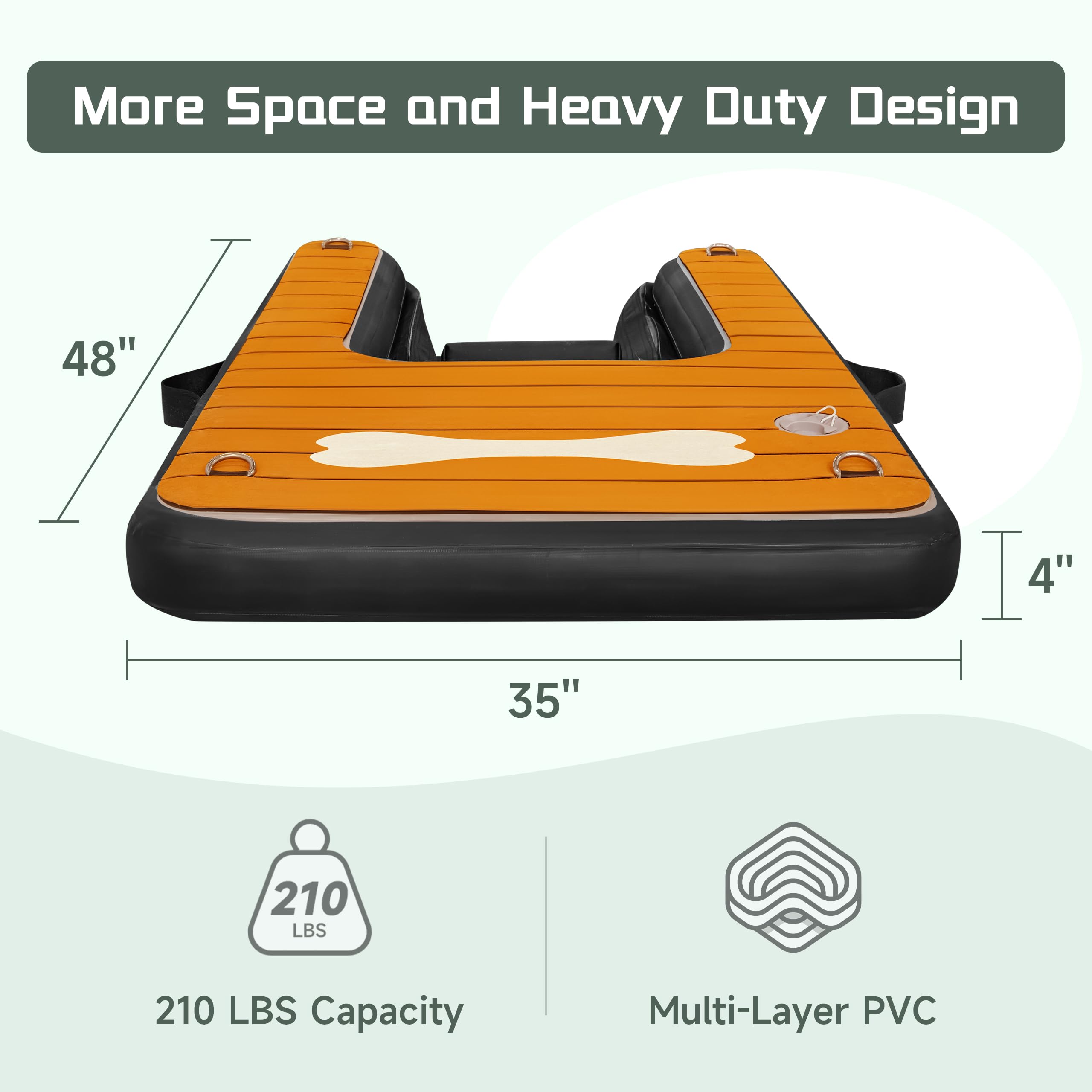 Pohare Dog Pool Ramp - Inflatable Dog Boat Ramp (48'' X 35''), Safe & Easy Water Access, Supports Dogs Up To 210 Pounds, Suitabl