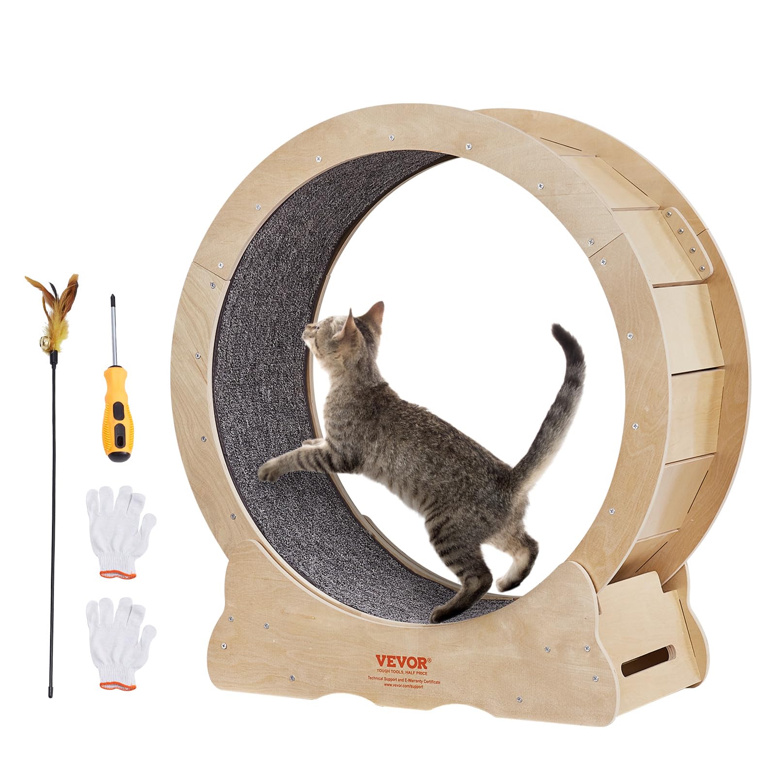 VEVOR Cat Exercise Wheel, Large Cat Treadmill Wheel for Indoor Cats, 29.5 inch Cat Running Wheel with Detachable Carpet and Cat
