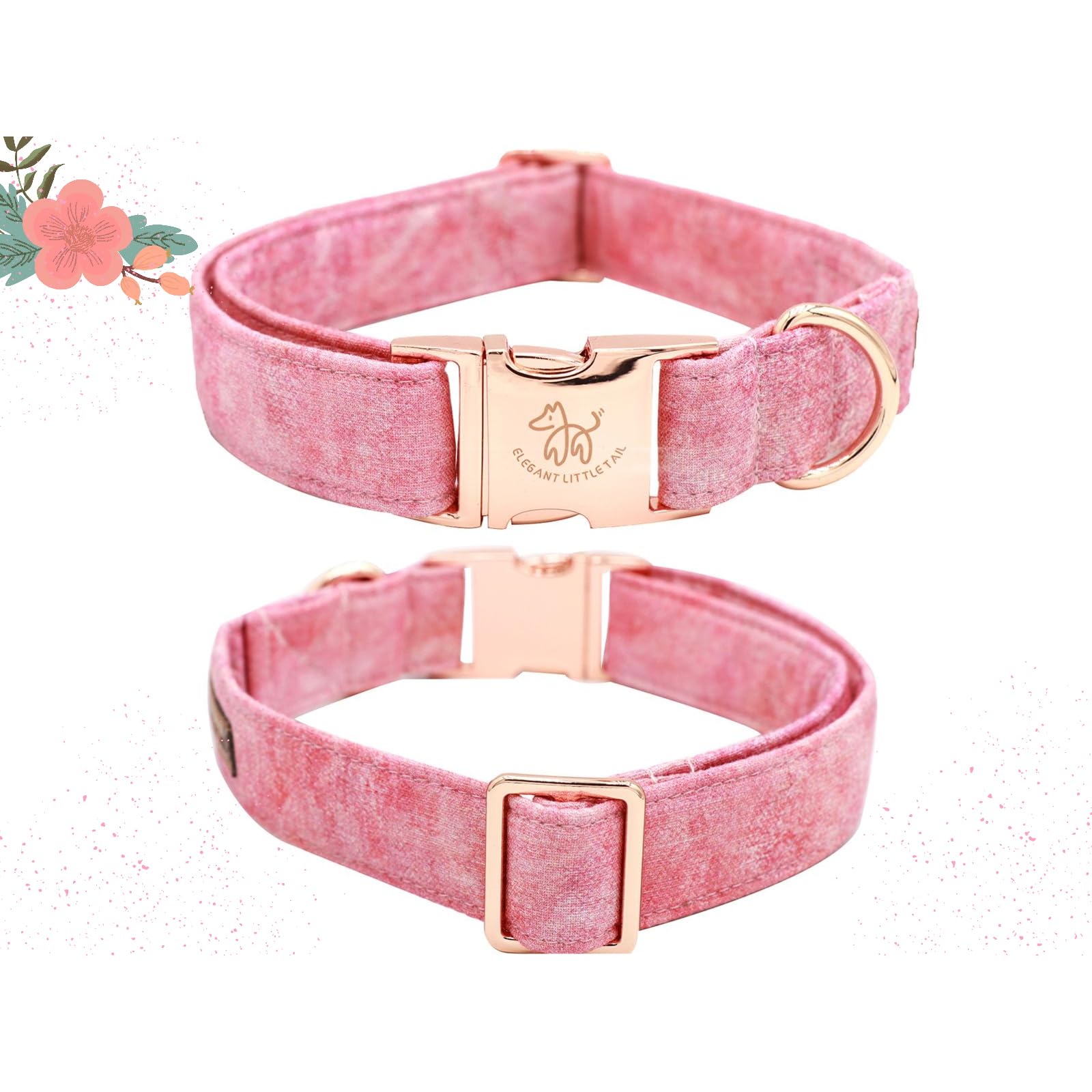 Elegant Little Tail Dog Collar, Pink Print Pet Collar Summer Dog Collar Pet Collar Dog Cotton Durable Dog Collar Metal Buckle Co