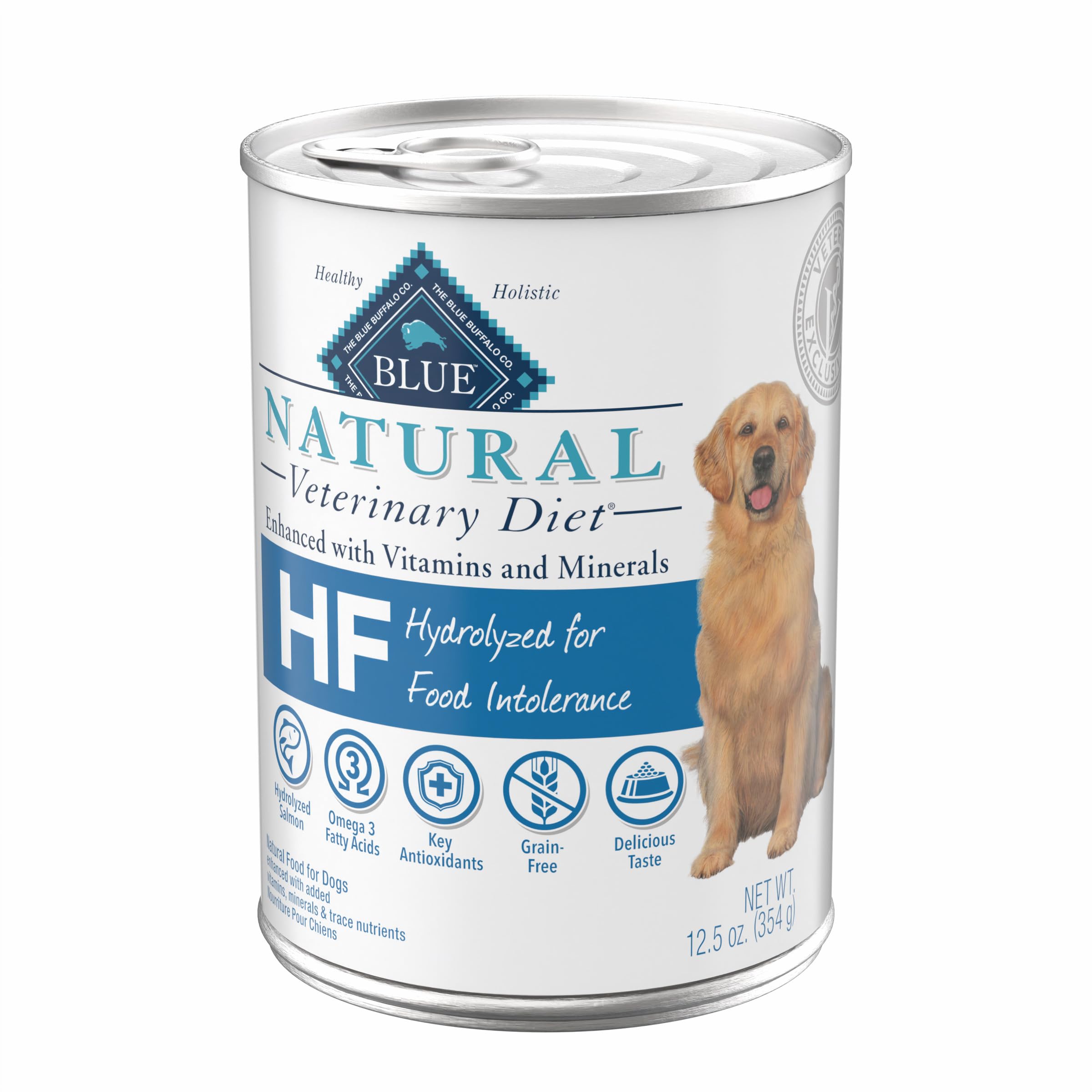 Blue Buffalo Natural Veterinary Diet HF Hydrolyzed for Food Intolerance Wet Dog Food, Veterinarian Prescription Required, Salmon