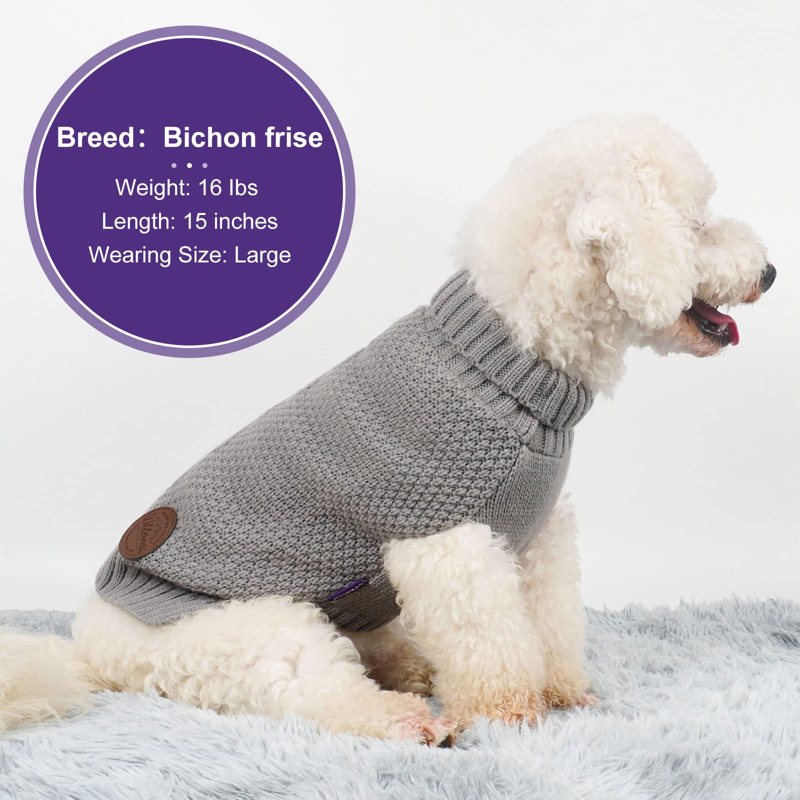 Cyeollo Dog Sweater Turtleneck Knitted Sweaters With Leash Hole Soft Knitwear Warm Dog Clothes For Medium Dogs