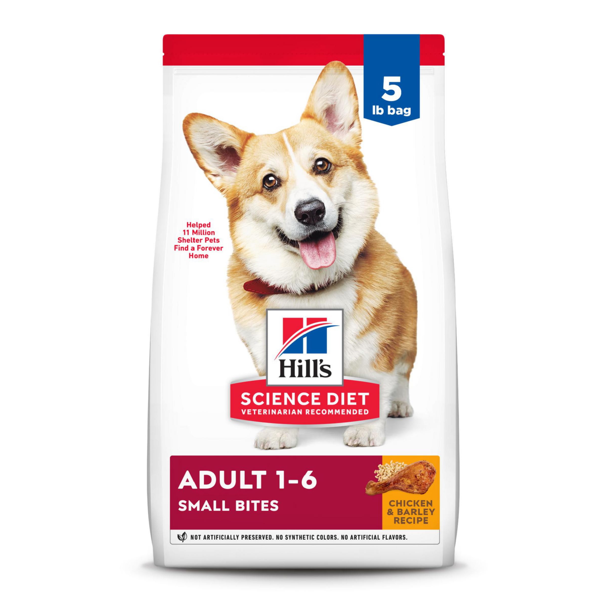 Hills Science Diet Adult 1-6, Adult 1-6 Premium Nutrition, Small Kibble, Dry Dog Food, Chicken & Barley, 5 lb Bag