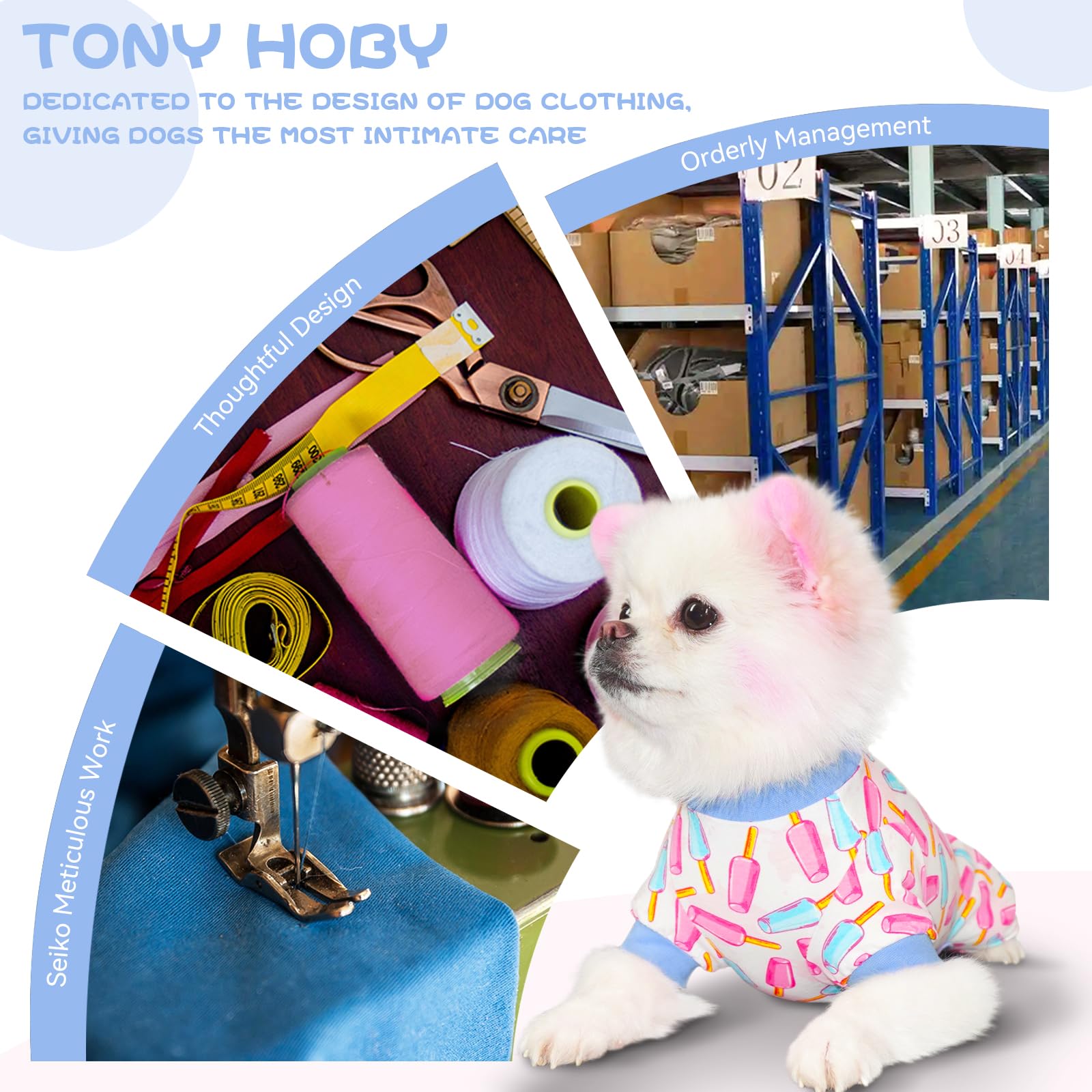 Tony Hoby Dog Pajamas, 4 Legged Dog Pajamas Shirt, Dogs Jumpsuit Clothes Soft Lightweight For Small Medium Dogs (Ice Cream, Xs)