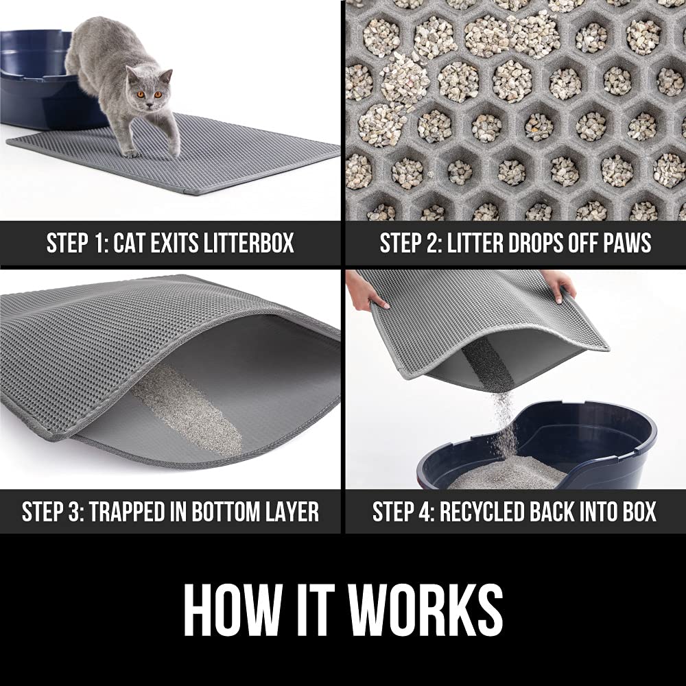 Gorilla Grip Honeycomb Cat Mat, Traps Litter, Two Layer Trapping Kitty Mats, Less Waste, Soft On Paws, Indoor Box Supplies And E