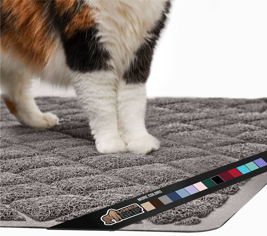 Gorilla Grip Thick Cat Litter Trapping Mat, 24X17, Less Waste, Traps Mess From Box For Cleaner Floors, Stays In Place For Cats,