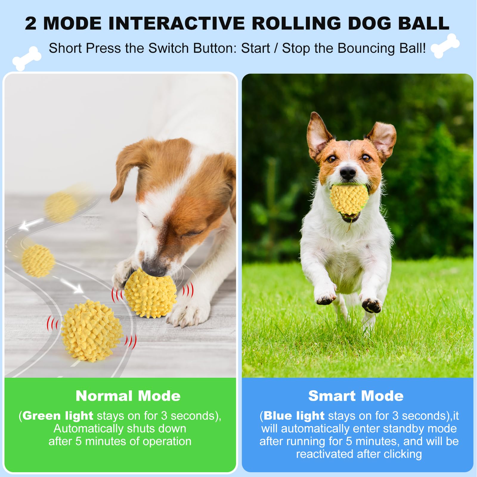 Interactive Ball For Dogs, Automatic Moving Dog Toy Ball With Cover, Bouncing & Rotating Electric Dog Ball Toy For Small/Medium/