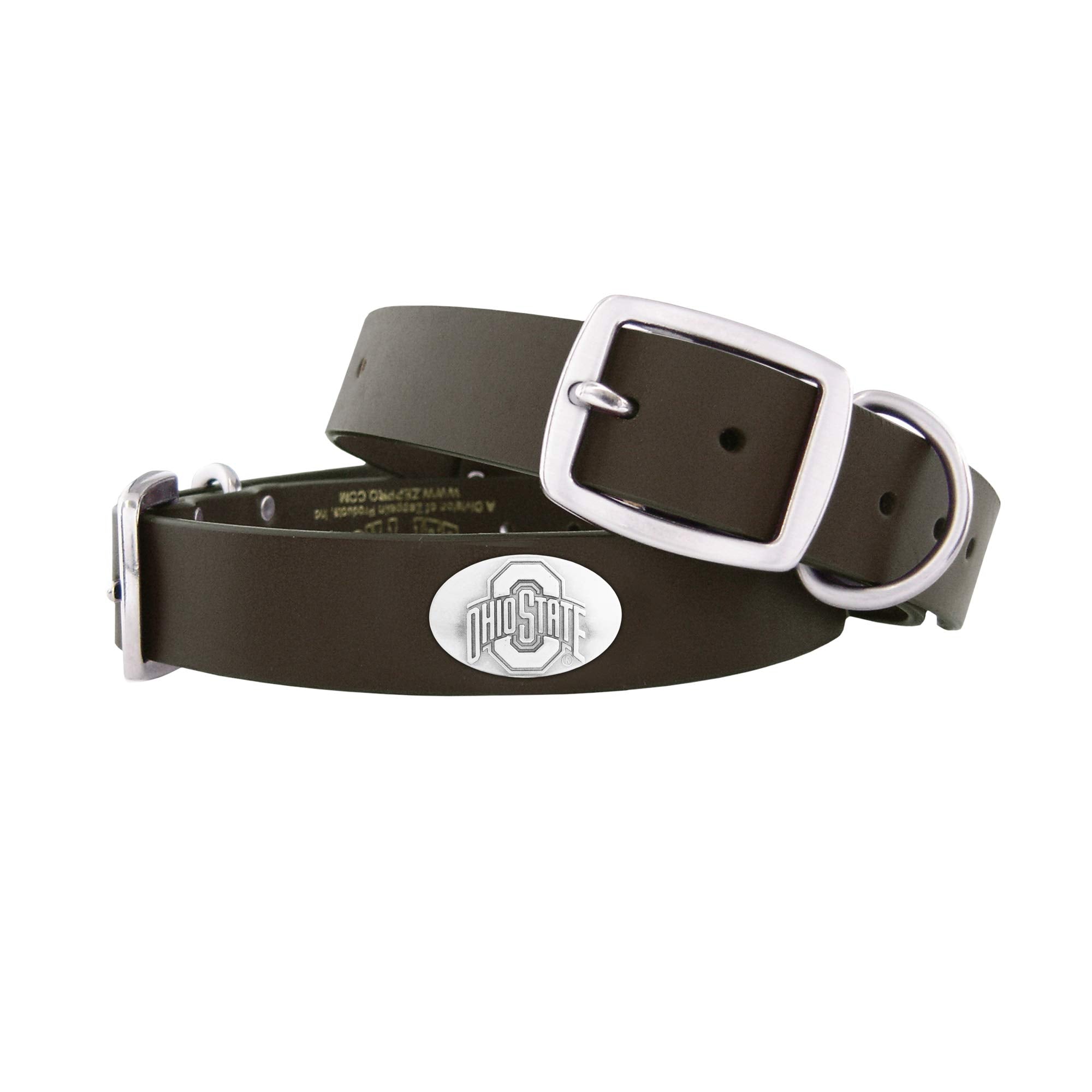 Zep-Pro Ohio State Buckeyes Brown Leather Concho Dog Collar, Large