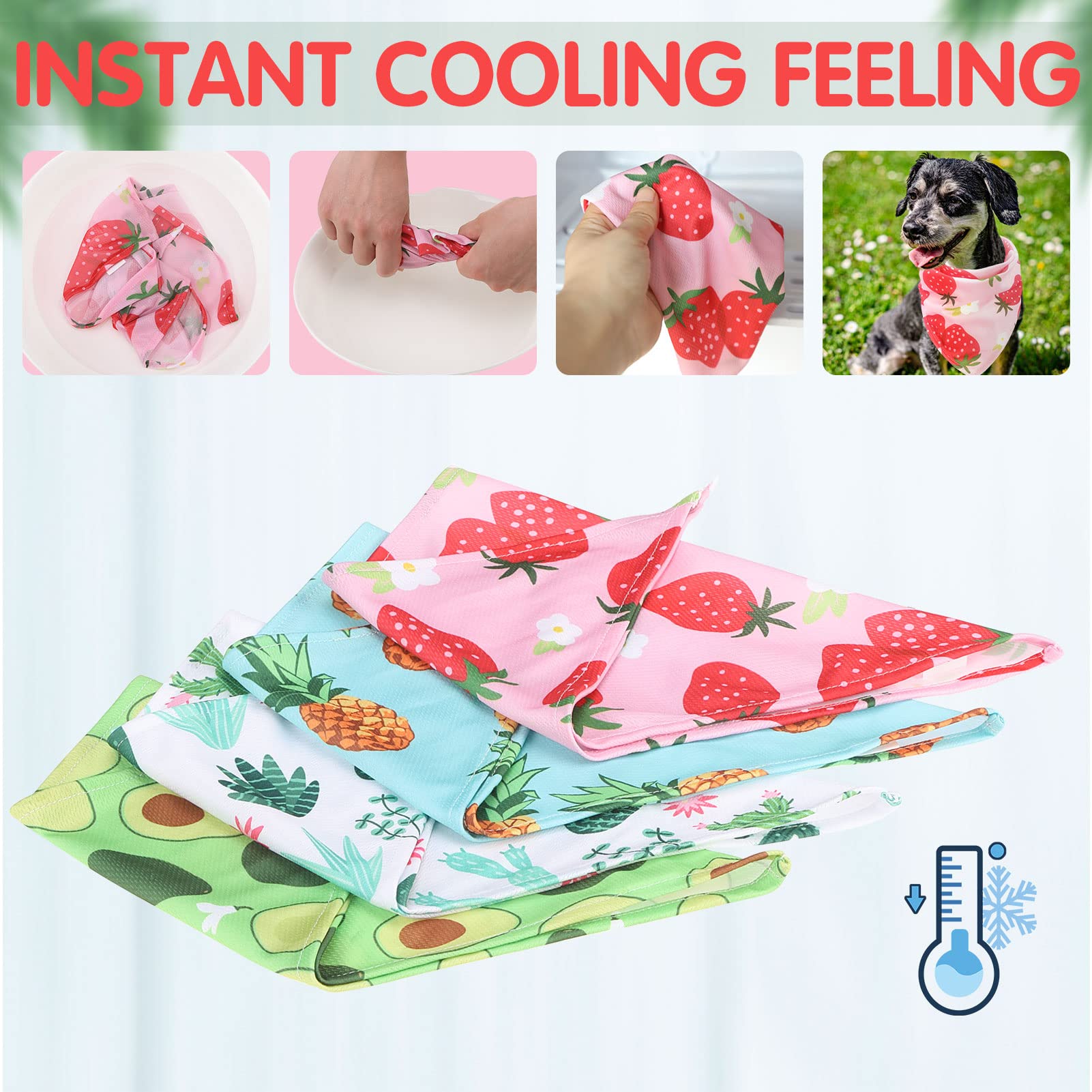 Expawlorer Dog Cooling Bandana - 4 Pack Hawaii Dog Bandanas, Summer Triangle Scarfs Bibs, Summer Dog Bandana Neck Cooler With Cu