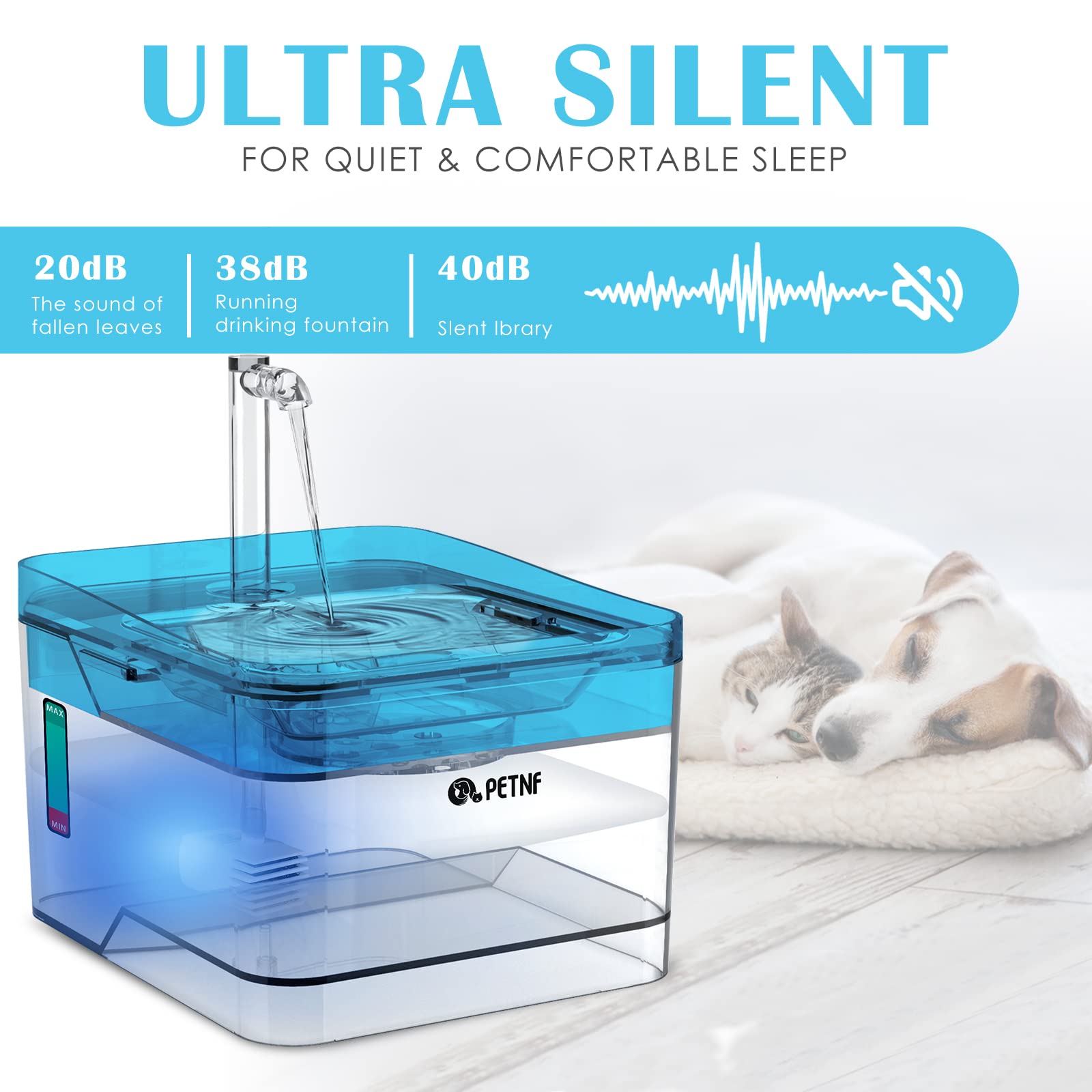 Cat Water Fountain, Pet Water Fountain 101Oz/3L Dog Cat Water Dispenser, Smart Pump With Led Light,Ultra Quiet Automatic Cat Dri