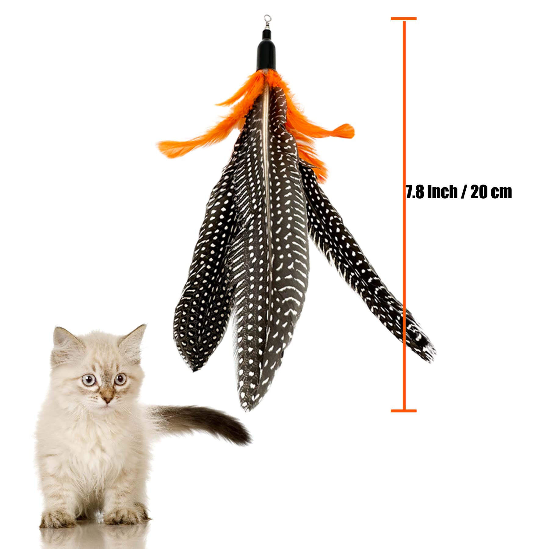 Cateneed Cat Feather Toys Refill, 6 Pieces Cat Wand Attachments Da Bird Feathers Toy For Indoor Cats