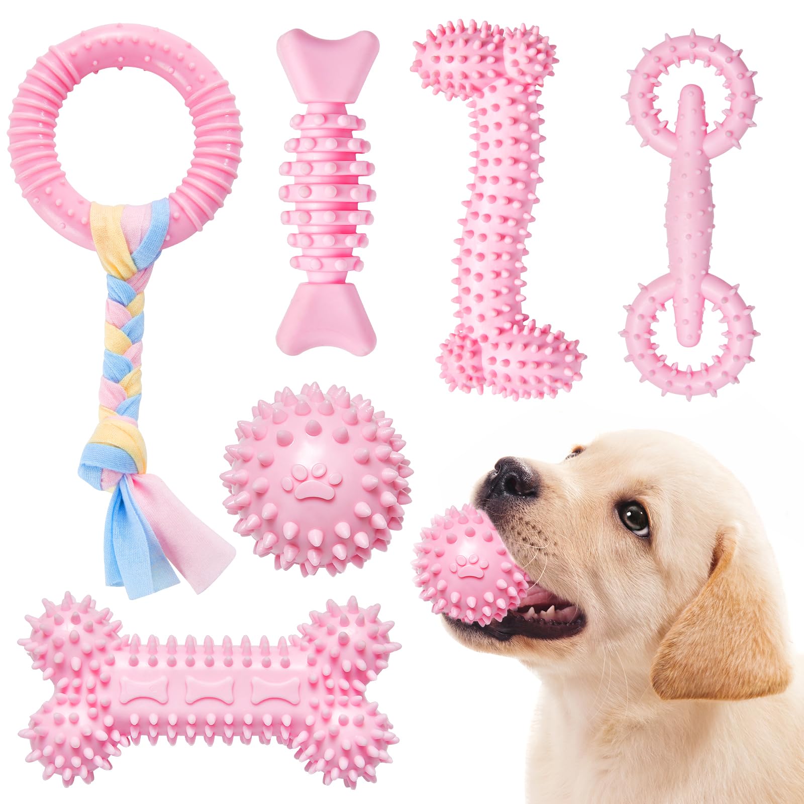 Bininl 6 Pack Dog Chew Toys For Puppy Cute Blue Small Dog Toys Puppy Dog Toys For Teething Soft Durable Interactive Chew Toy For
