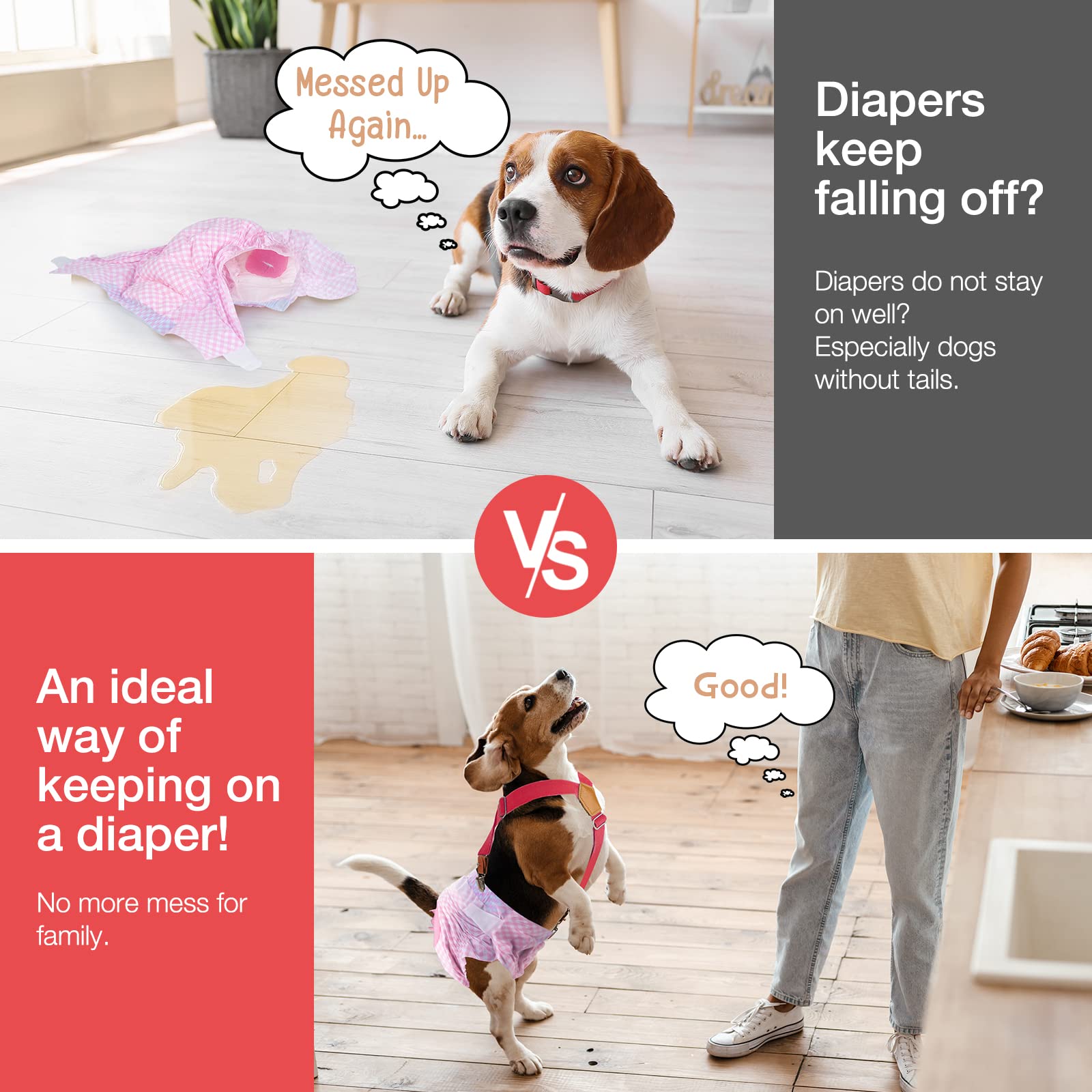 Pet Soft Dog Suspenders 2 Pieces Female Dog Diaper Suspenders For Dogs Diaper Keeper Suspender For Dog Skirt, Dog Dress (Brown & Red, Xs/S)